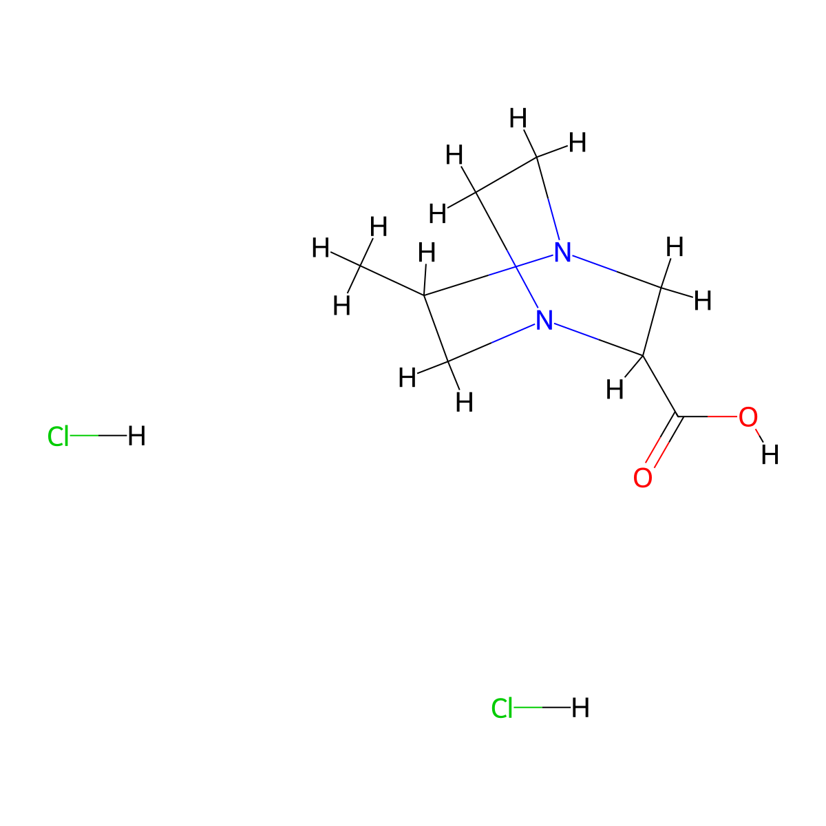 5-Methyl-1,4-diazabicyclo[2.2.2]octane-2-carboxylic acid dihydrochloride molecular structure, CAS 1432678-07-3
