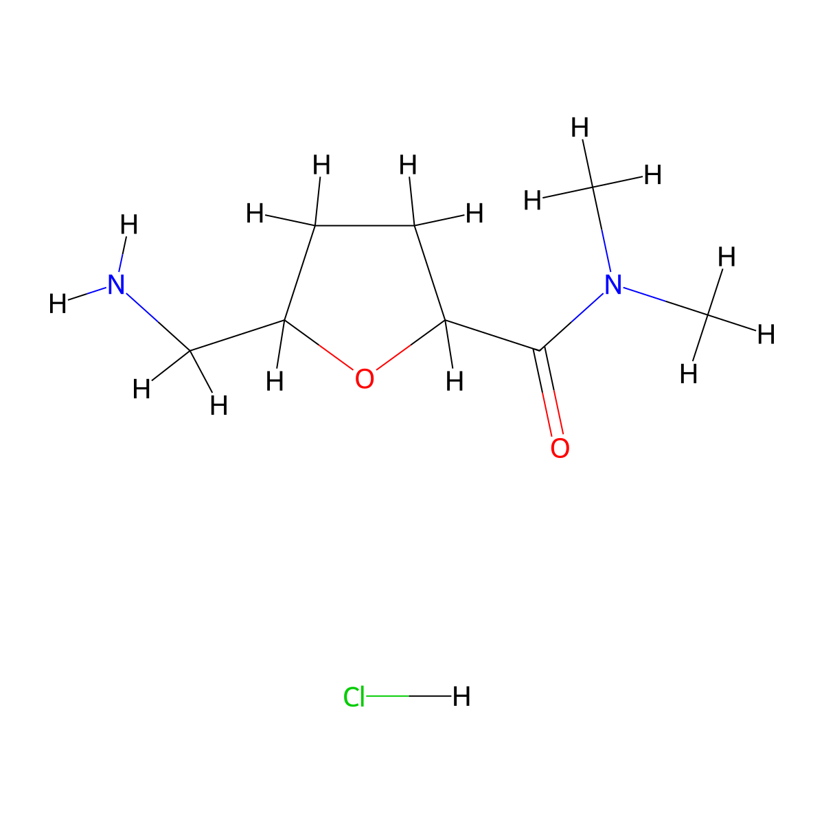 5-(aminomethyl)-N,N-dimethyloxolane-2-carboxamide hydrochloride molecular structure, CAS 1432678-14-2