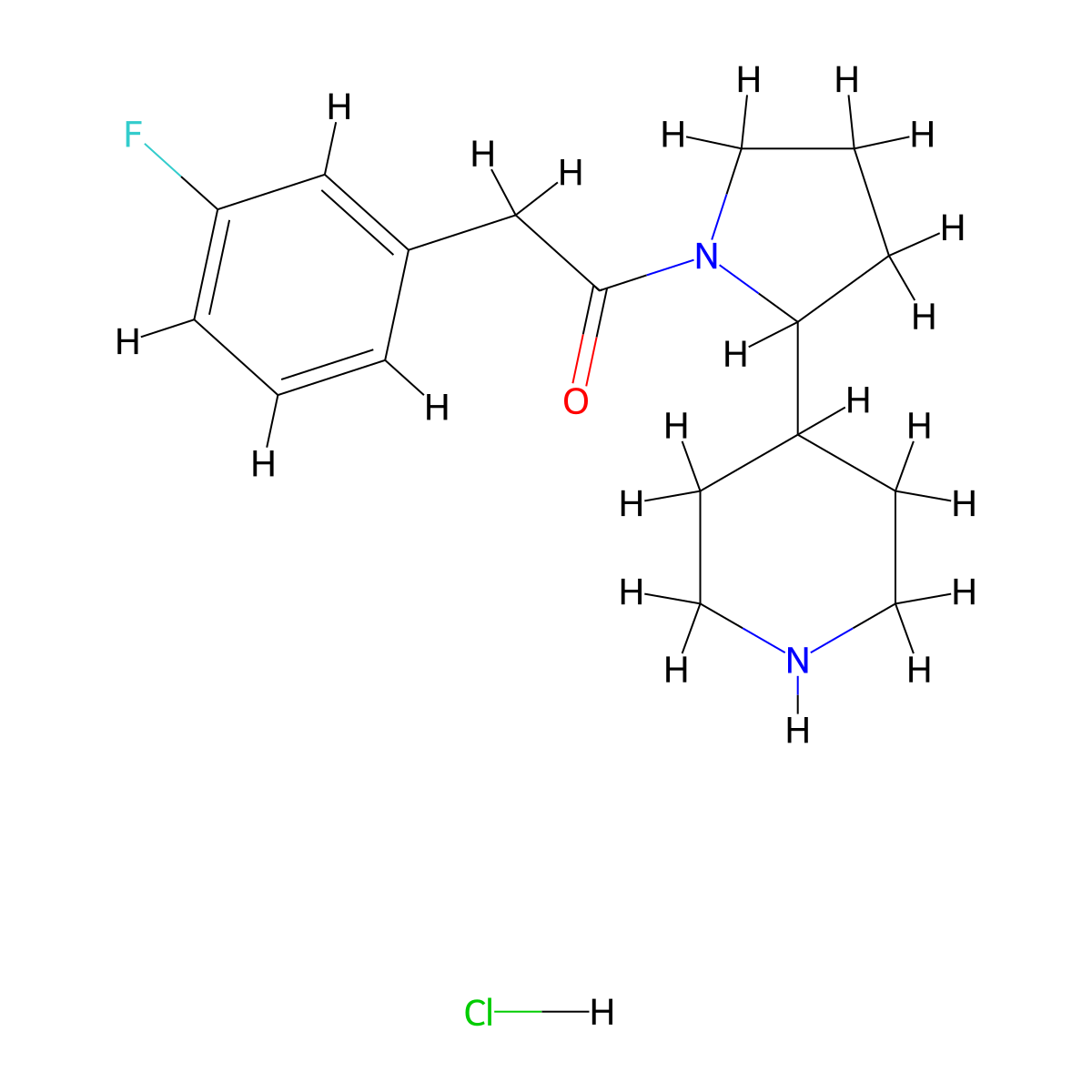 2-(3-Fluorophenyl)-1-[2-(piperidin-4-yl)pyrrolidin-1-yl]ethan-1-one hydrochloride molecular structure, CAS 1432678-28-8