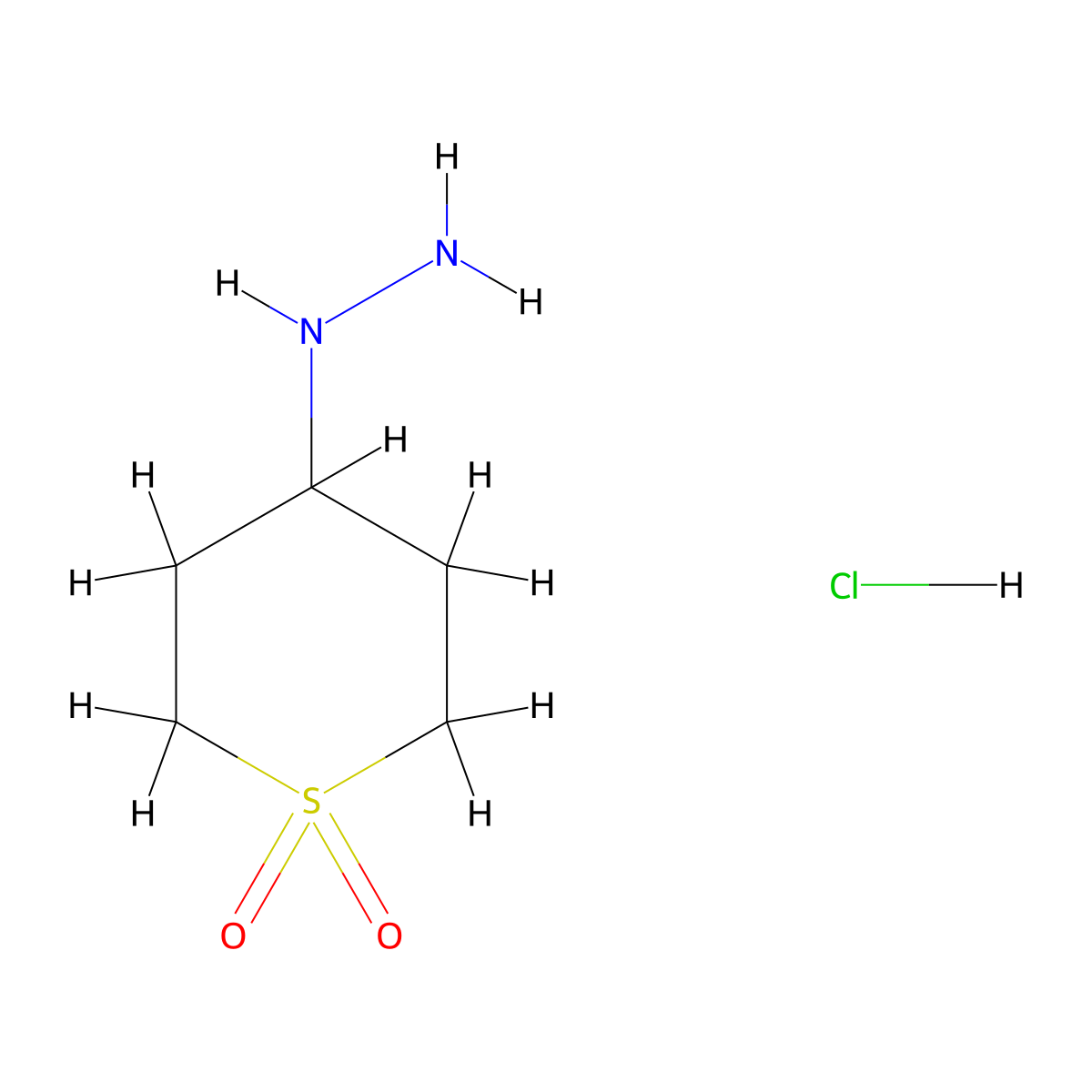 4-Hydrazinyl-1lambda6-thiane-1,1-dione hydrochloride molecular structure, CAS 1432678-30-2