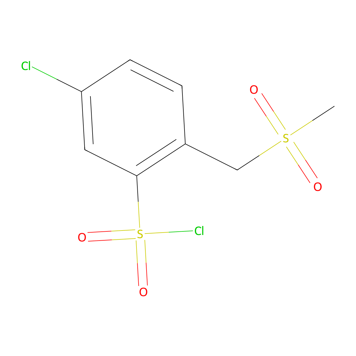 5-Chloro-2-(methanesulfonylmethyl)benzene-1-sulfonyl chloride molecular structure, CAS 1432678-37-9