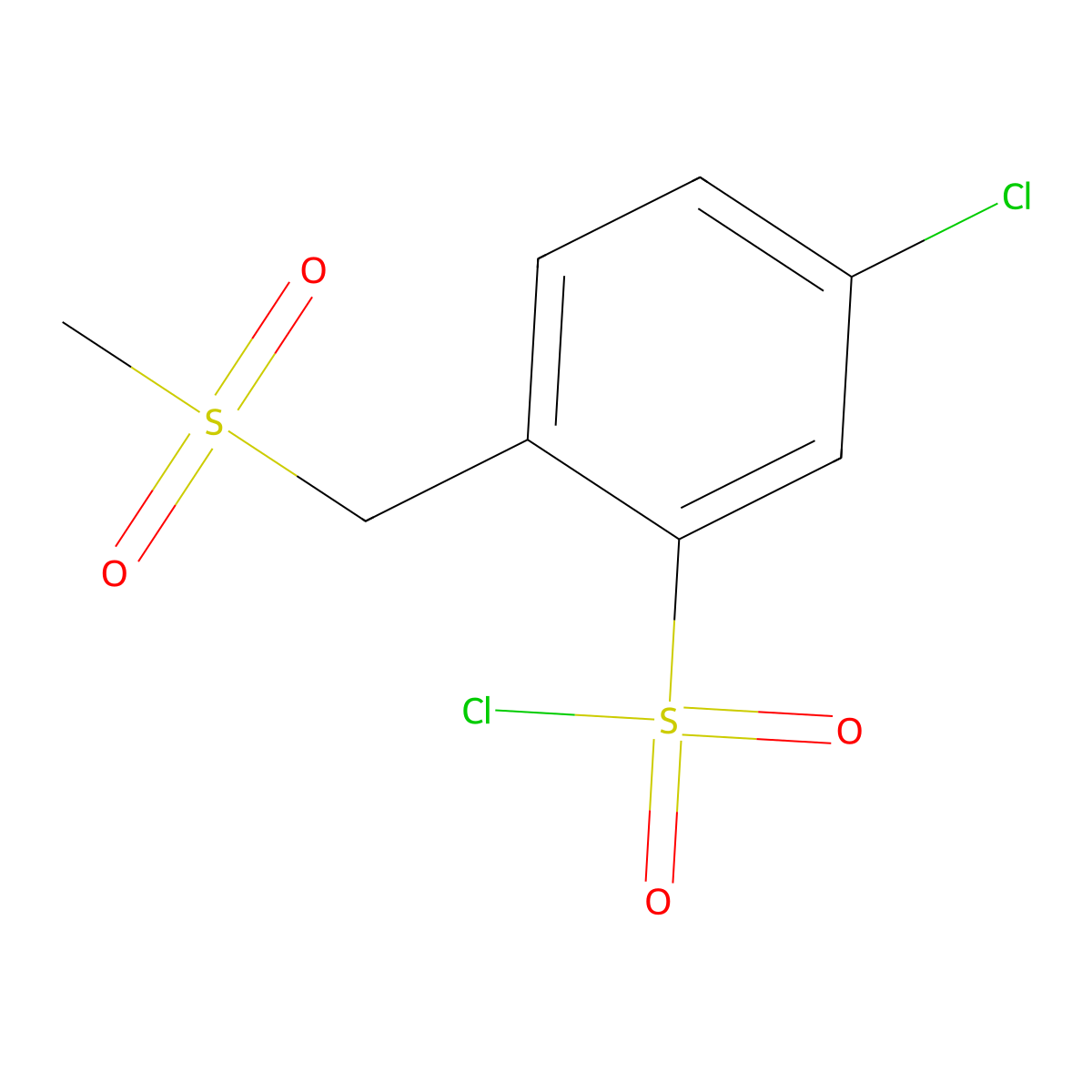 5-Chloro-2-(methanesulfonylmethyl)benzene-1-sulfonyl chloride molecular structure, CAS 1432678-37-9