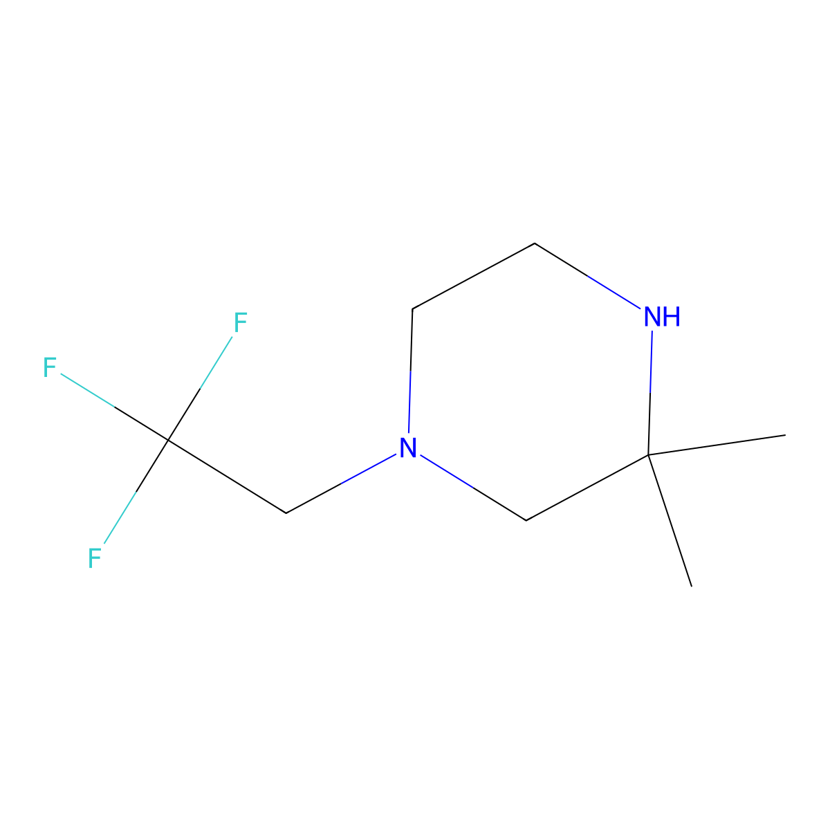 3,3-Dimethyl-1-(2,2,2-trifluoroethyl)piperazine molecular structure, CAS 1432678-44-8