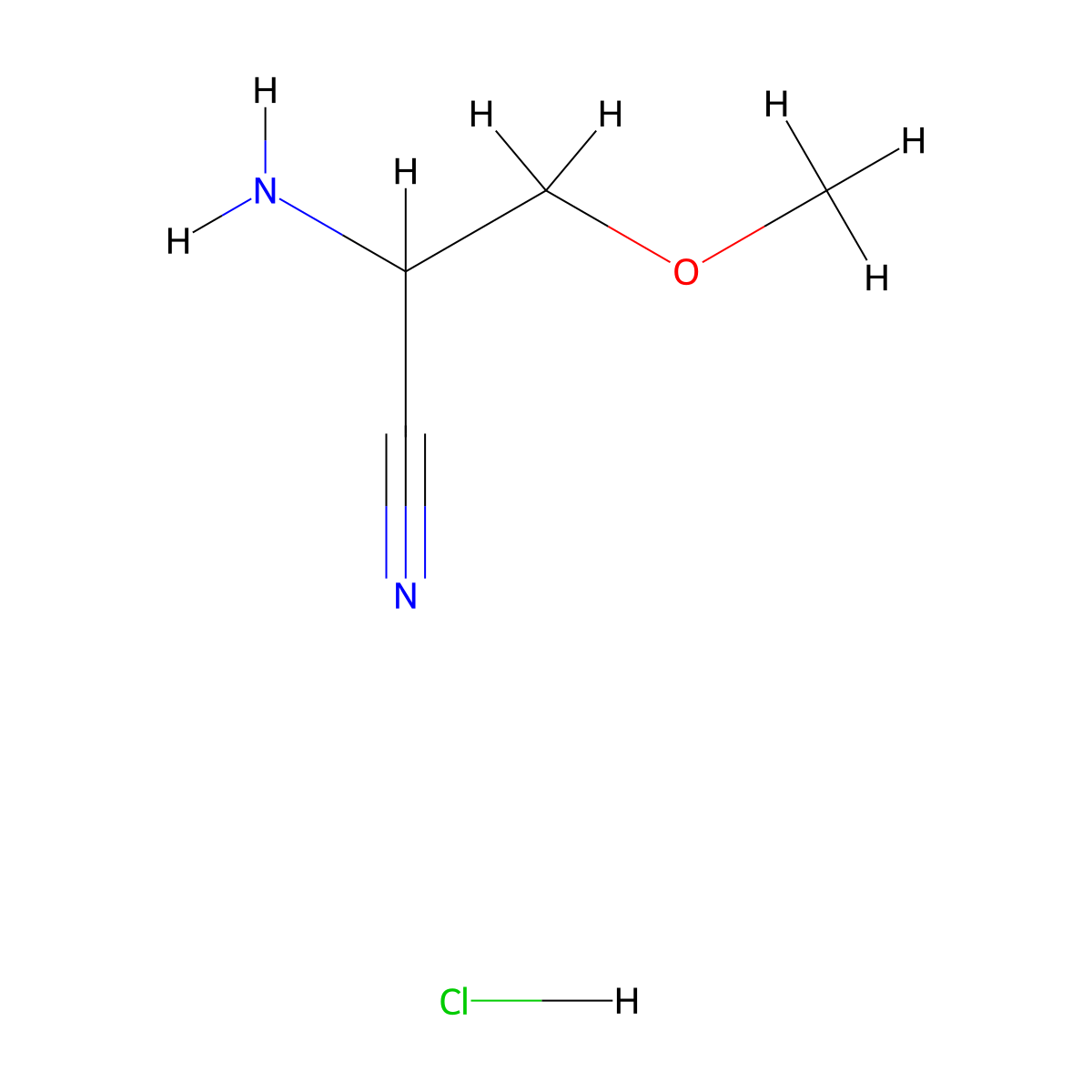 2-Amino-3-methoxypropanenitrile hydrochloride molecular structure, CAS 1432678-73-3
