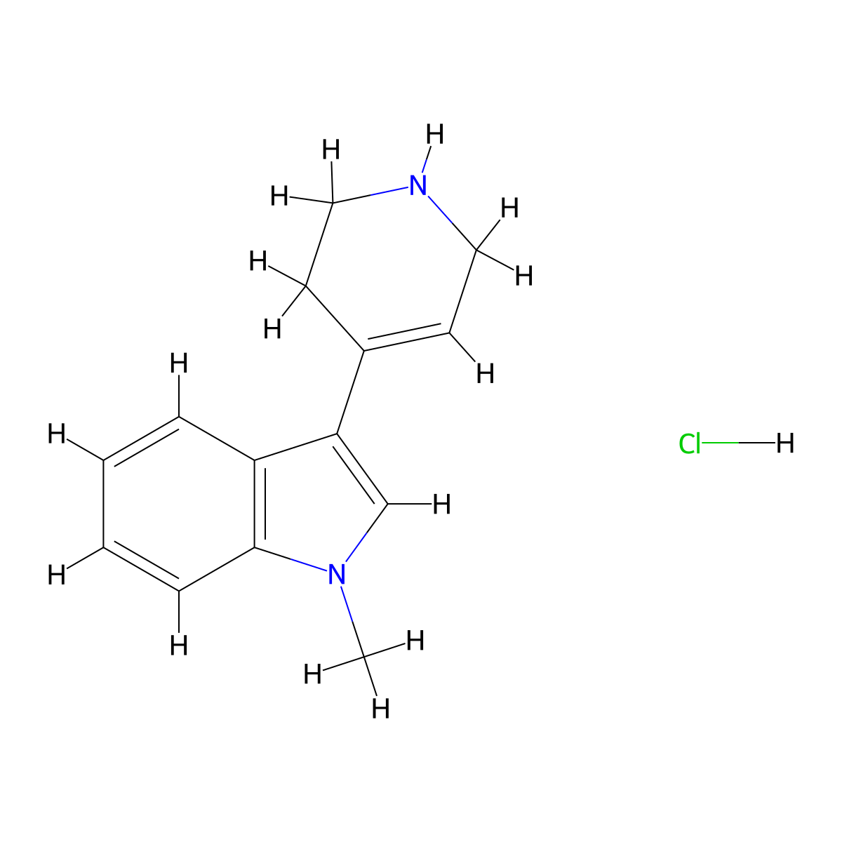 1-methyl-3-(1,2,3,6-tetrahydropyridin-4-yl)-1H-indole hydrochloride molecular structure, CAS 1432678-78-8