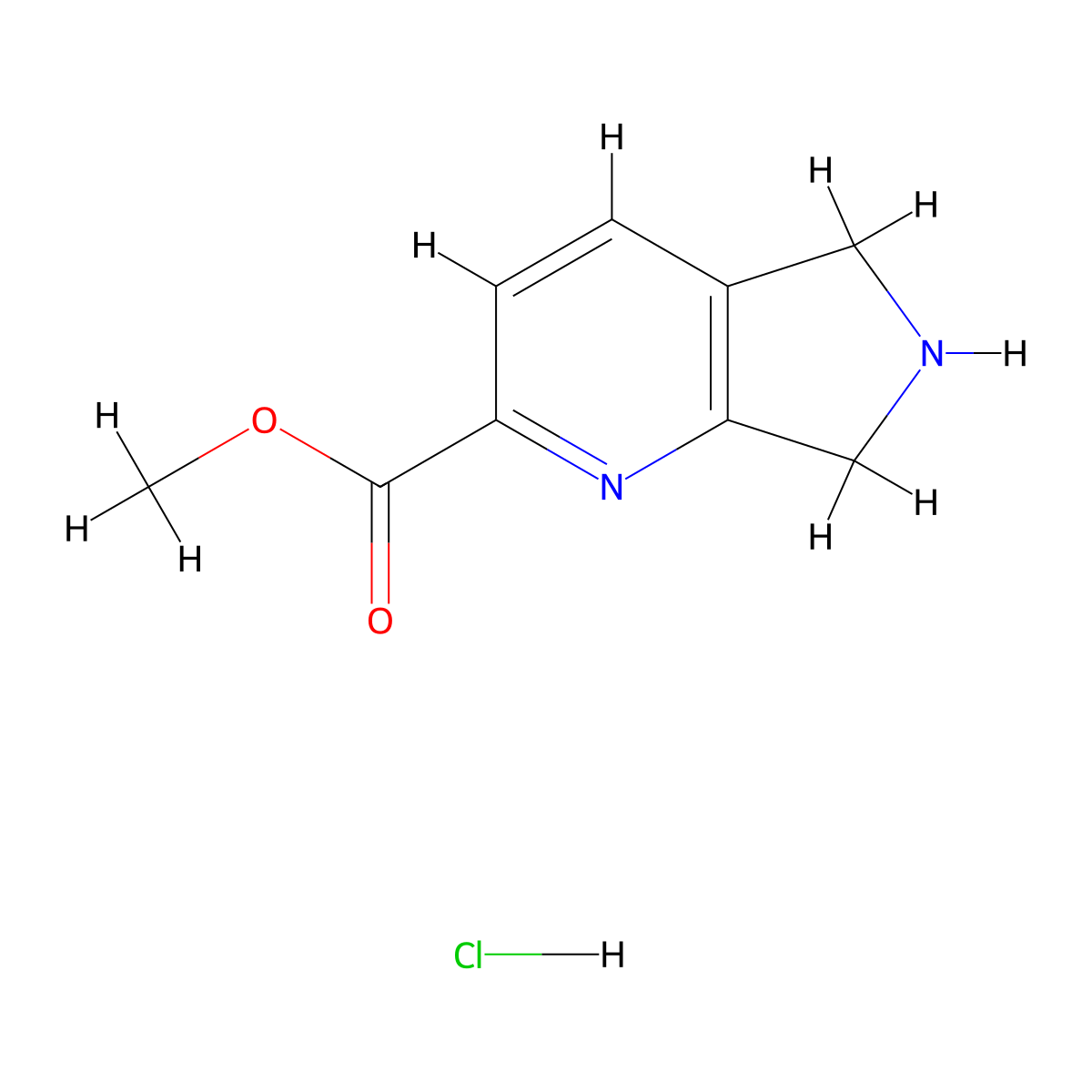 methyl 5H,6H,7H-pyrrolo[3,4-b]pyridine-2-carboxylate hydrochloride molecular structure, CAS 1432678-81-3