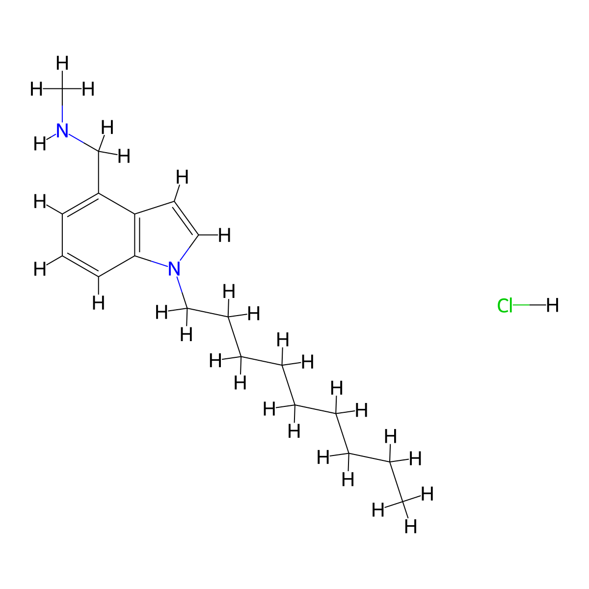 methyl[(1-nonyl-1H-indol-4-yl)methyl]amine hydrochloride molecular structure, CAS 1432678-82-4