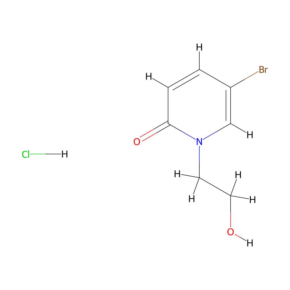 5-Bromo-1-(2-hydroxyethyl)-1,2-dihydropyridin-2-one hydrochloride molecular structure, CAS 1432678-85-7
