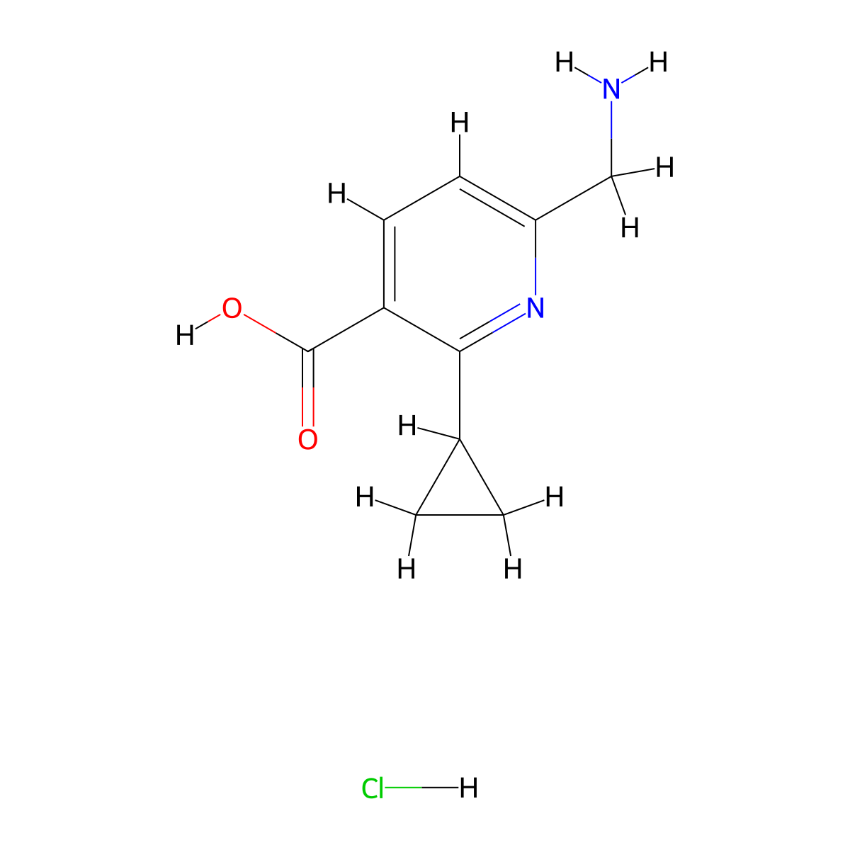 6-(Aminomethyl)-2-cyclopropylpyridine-3-carboxylic acid hydrochloride molecular structure, CAS 1432678-88-0