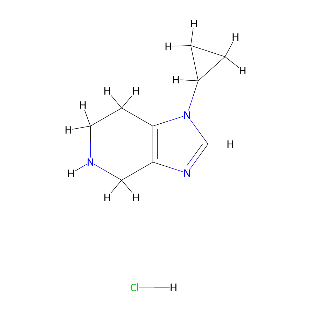 1-cyclopropyl-1H,4H,5H,6H,7H-imidazo[4,5-c]pyridine hydrochloride molecular structure, CAS 1432678-89-1
