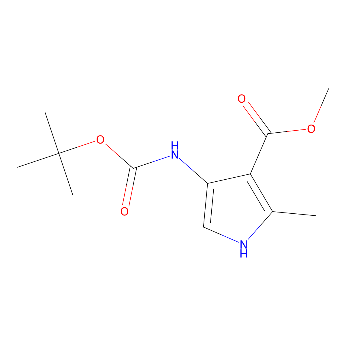 methyl 4-{[(tert-butoxy)carbonyl]amino}-2-methyl-1H-pyrrole-3-carboxylate molecular structure, CAS 1432678-96-0
