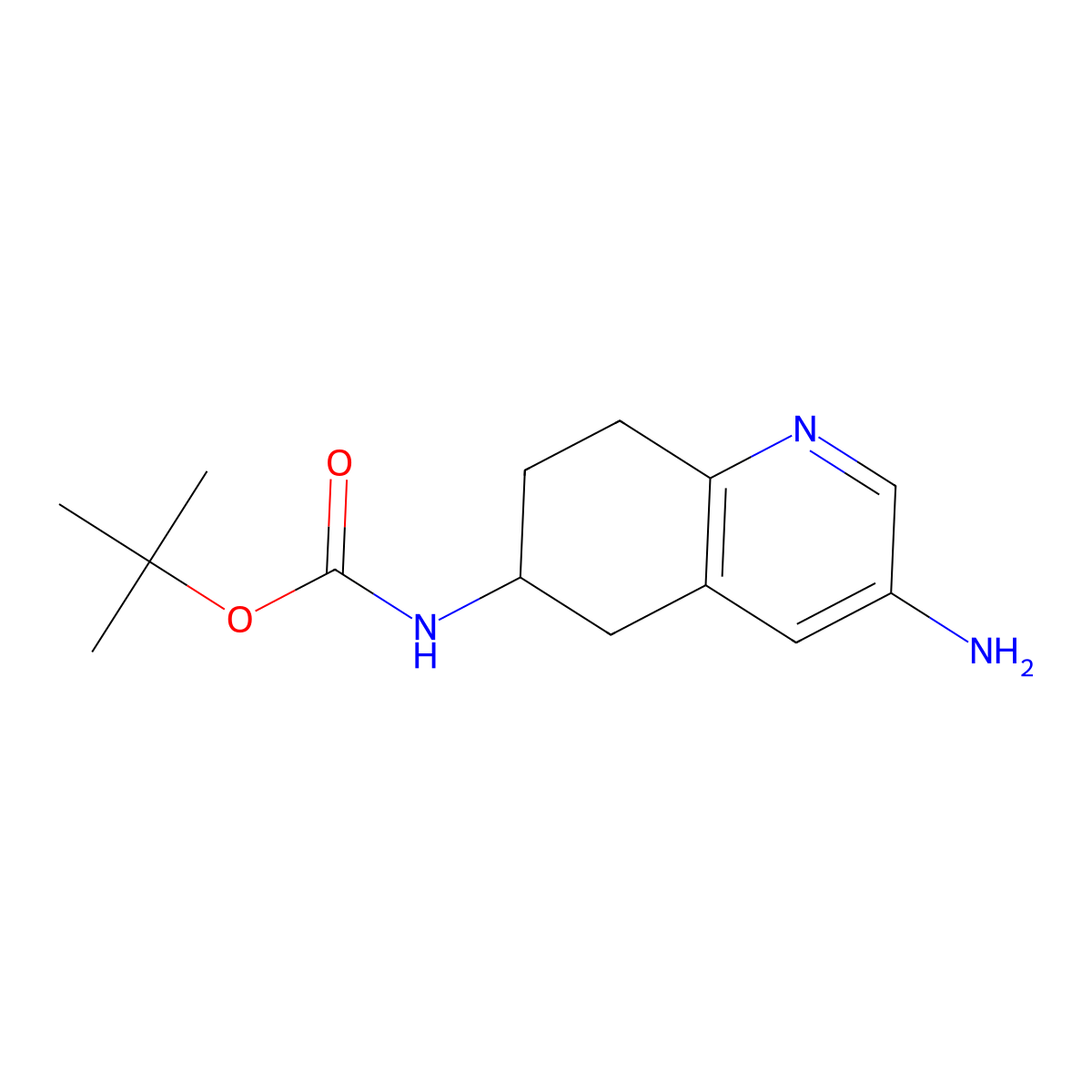 Carbamic acid, N-(3-amino-5,6,7,8-tetrahydro-6-quinolinyl)-, 1,1-dimethylethyl ester molecular structure, CAS 1432678-99-3