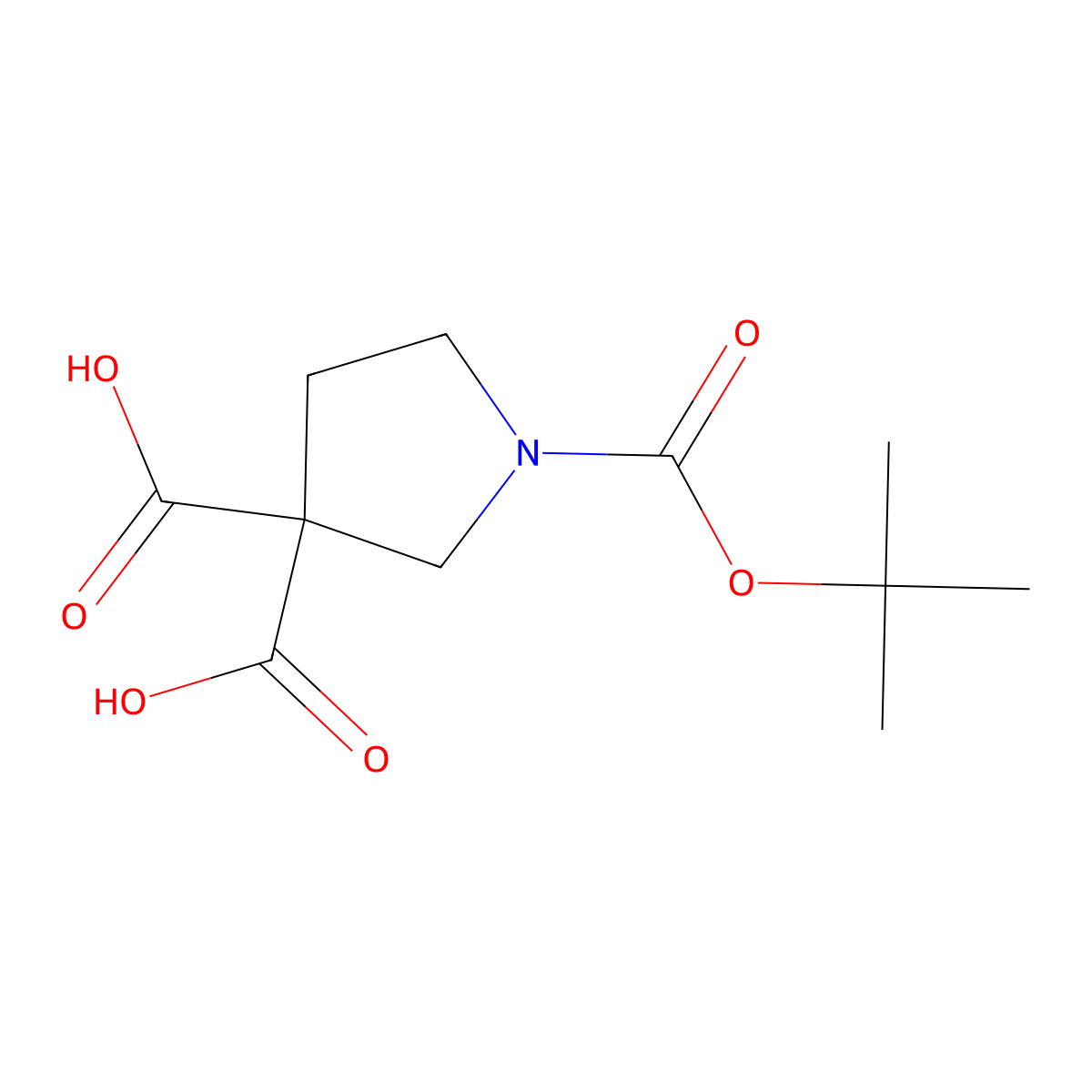 1-[(Tert-butoxy)carbonyl]pyrrolidine-3,3-dicarboxylic acid molecular structure, CAS 1432679-01-0