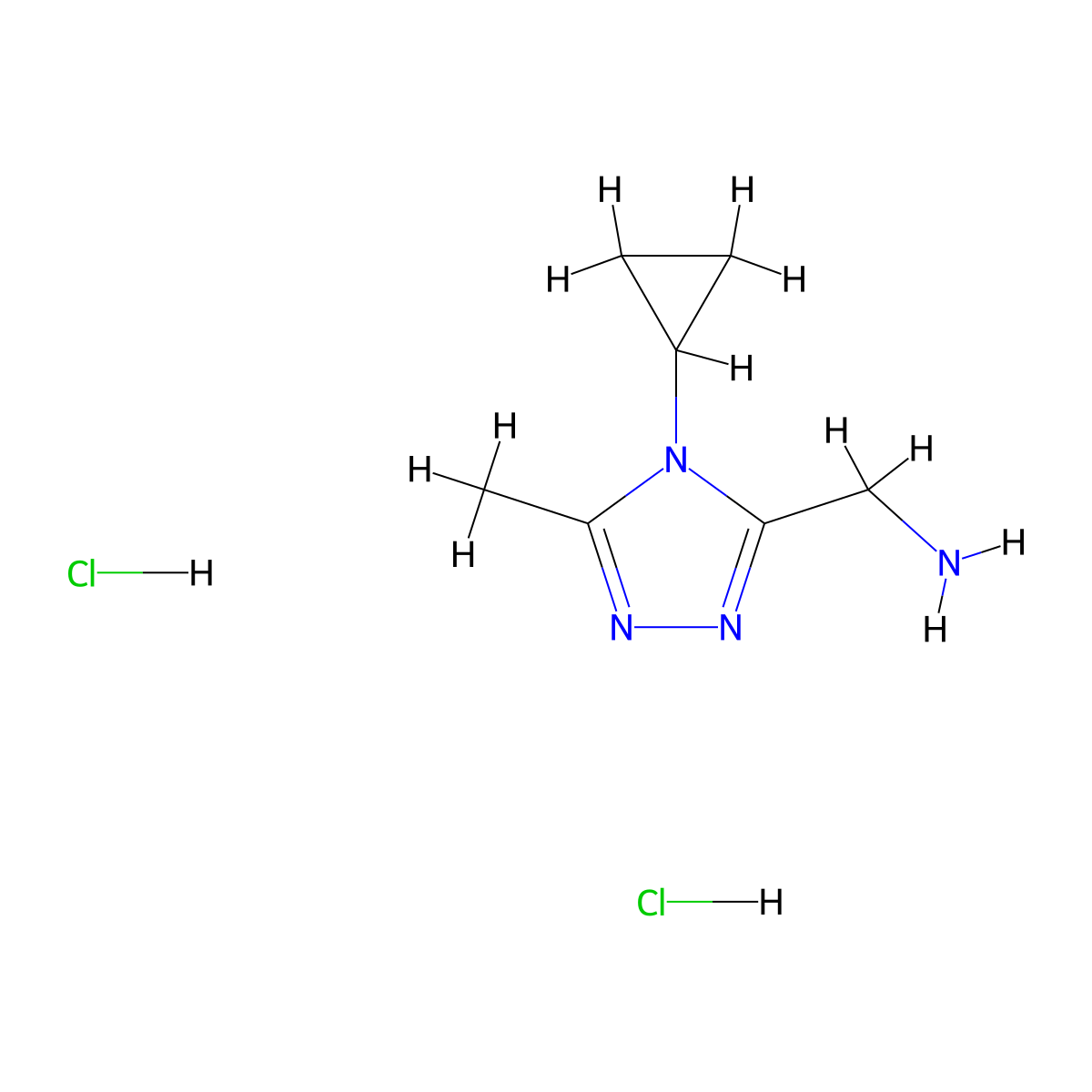 (4-cyclopropyl-5-methyl-4H-1,2,4-triazol-3-yl)methanamine dihydrochloride molecular structure, CAS 1432679-11-2