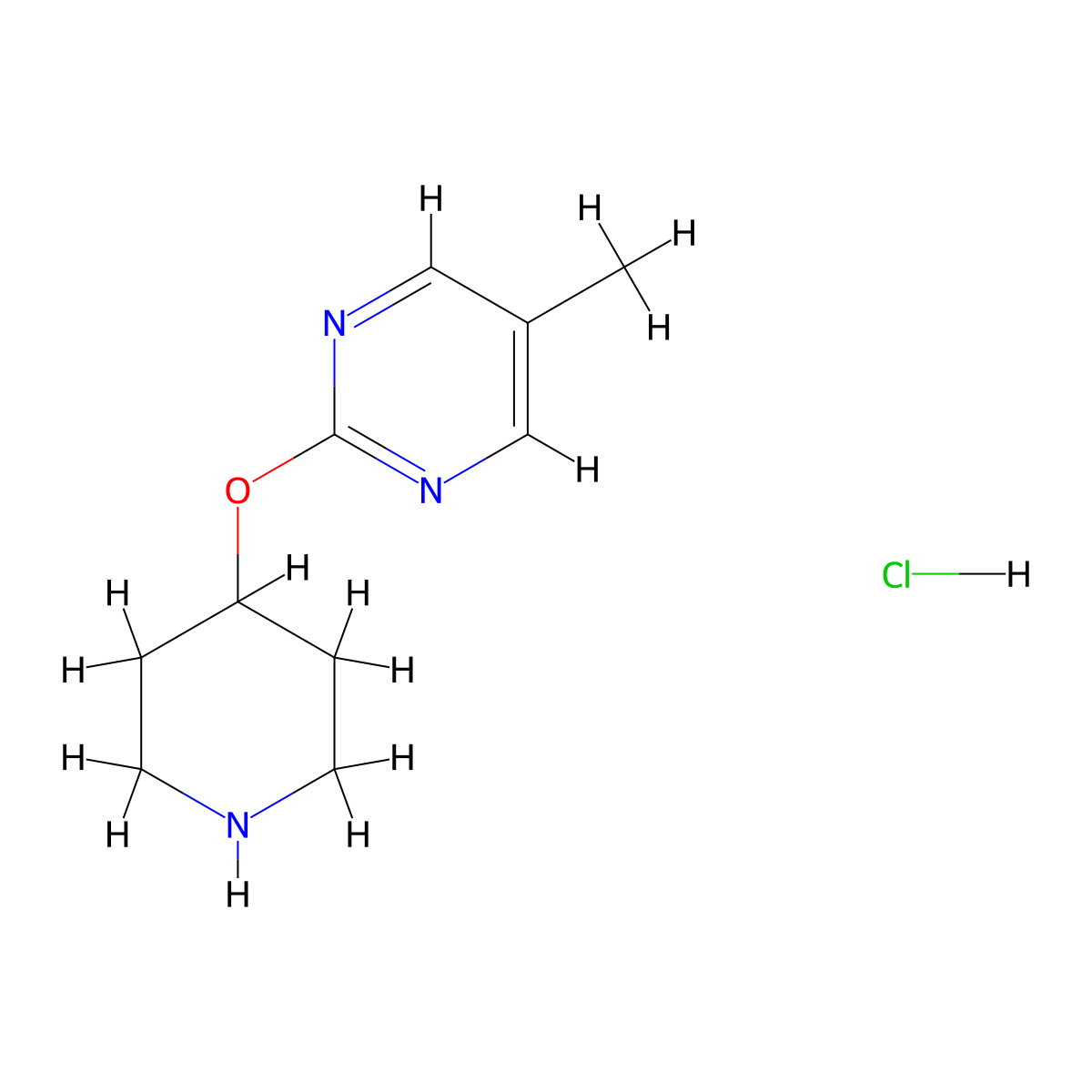 5-Methyl-2-(piperidin-4-yloxy)pyrimidine hydrochloride molecular structure, CAS 1432679-14-5