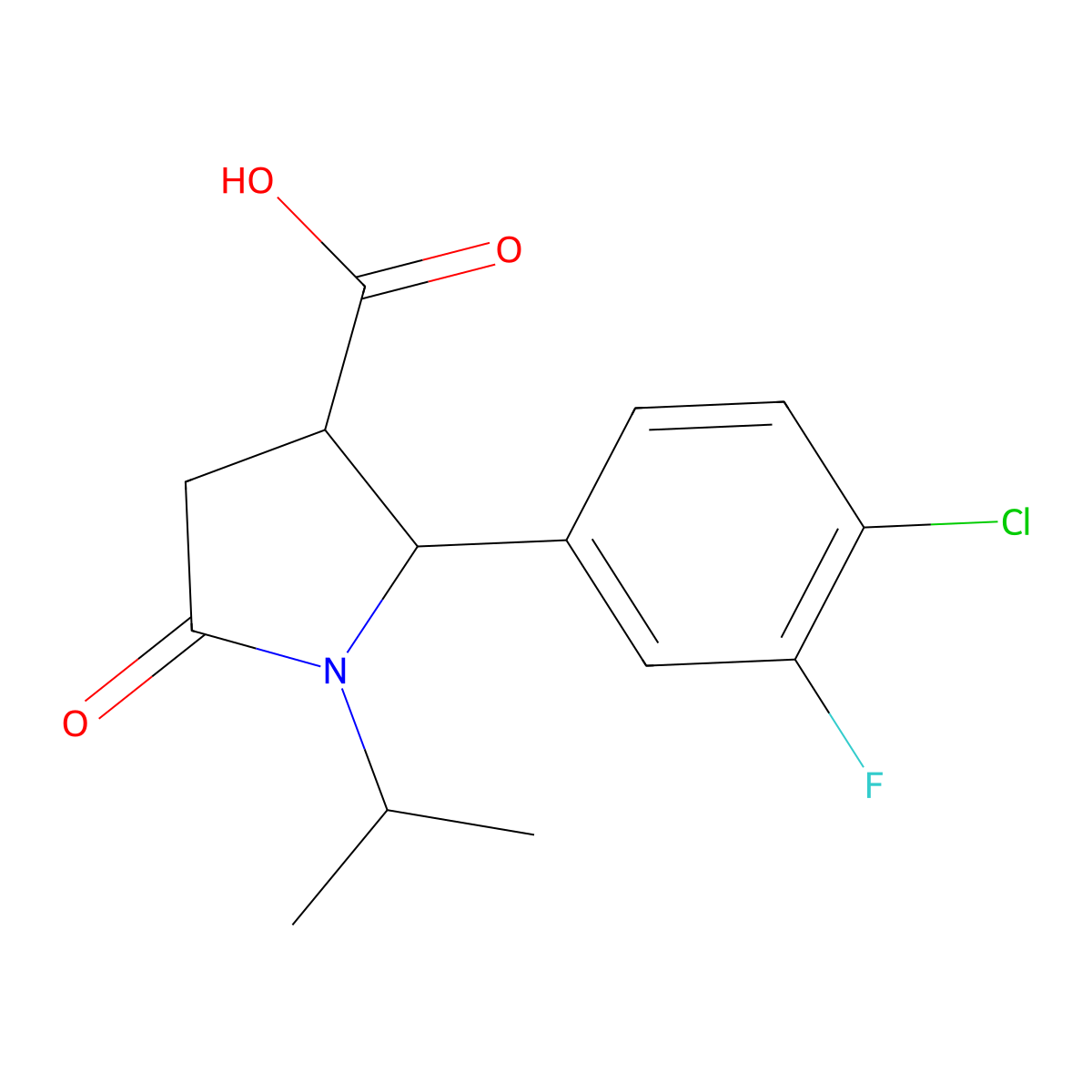 2-(4-Chloro-3-fluorophenyl)-5-oxo-1-(propan-2-yl)pyrrolidine-3-carboxylic acid molecular structure, CAS 1432679-33-8