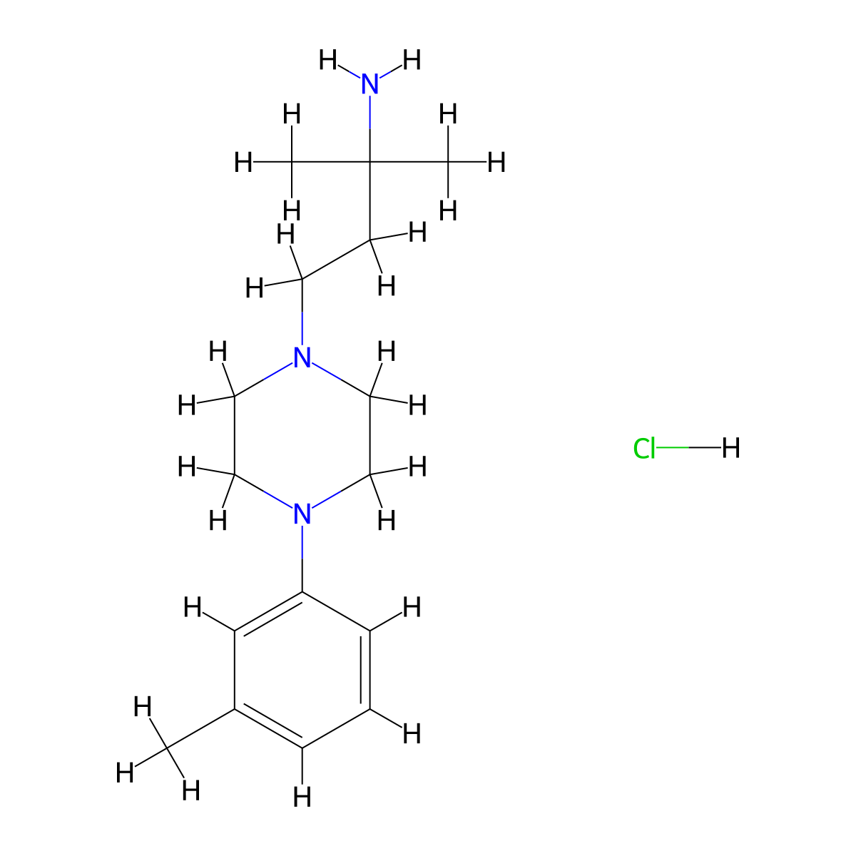 2-Methyl-4-[4-(3-methylphenyl)piperazin-1-yl]butan-2-amine hydrochloride molecular structure, CAS 1432679-37-2