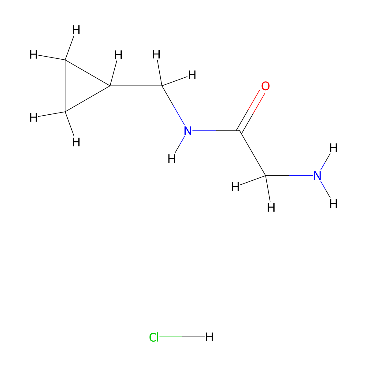 2-amino-N-(cyclopropylmethyl)acetamide hydrochloride molecular structure, CAS 1432679-38-3