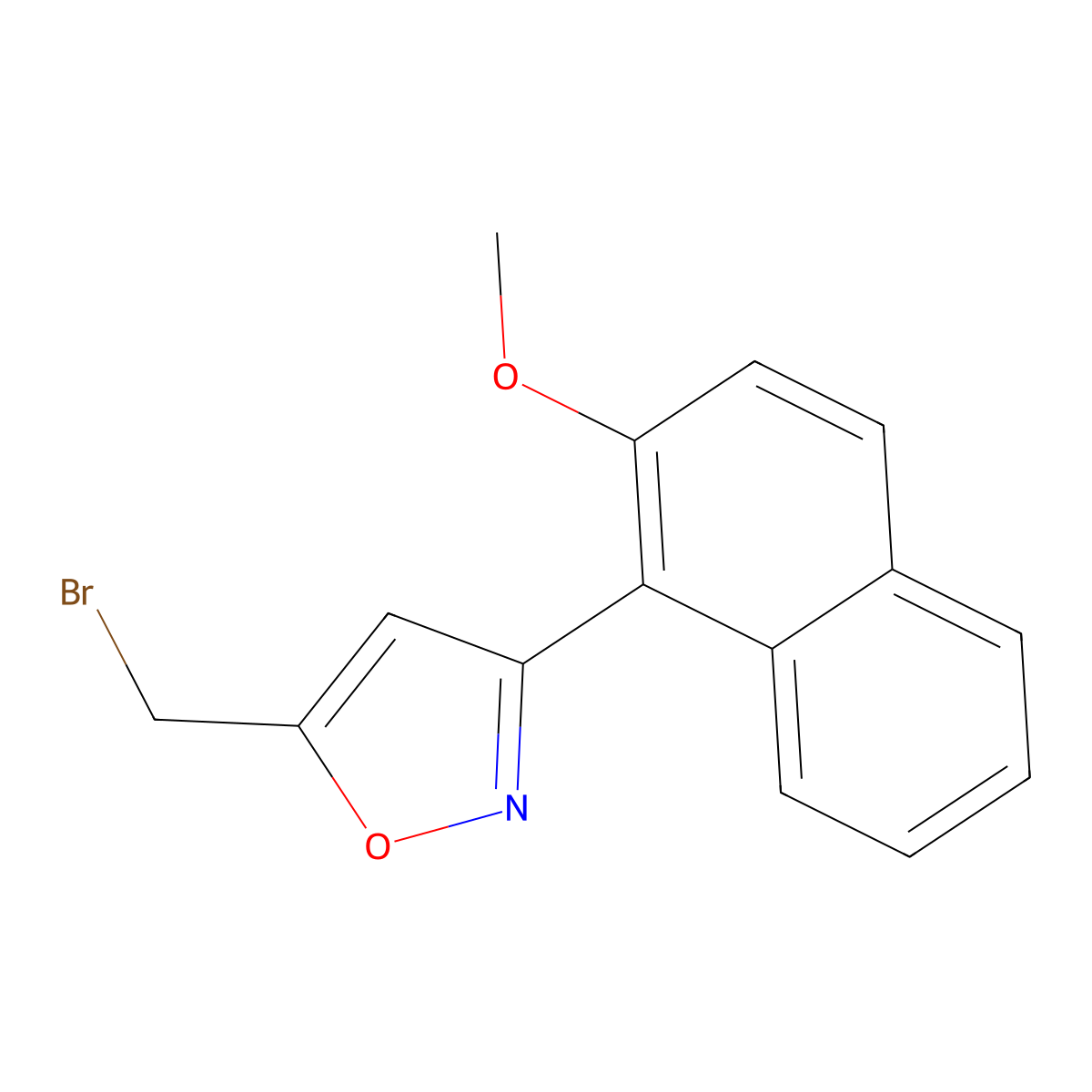 5-(Bromomethyl)-3-(2-methoxynaphthalen-1-yl)-1,2-oxazole molecular structure, CAS 1432679-47-4