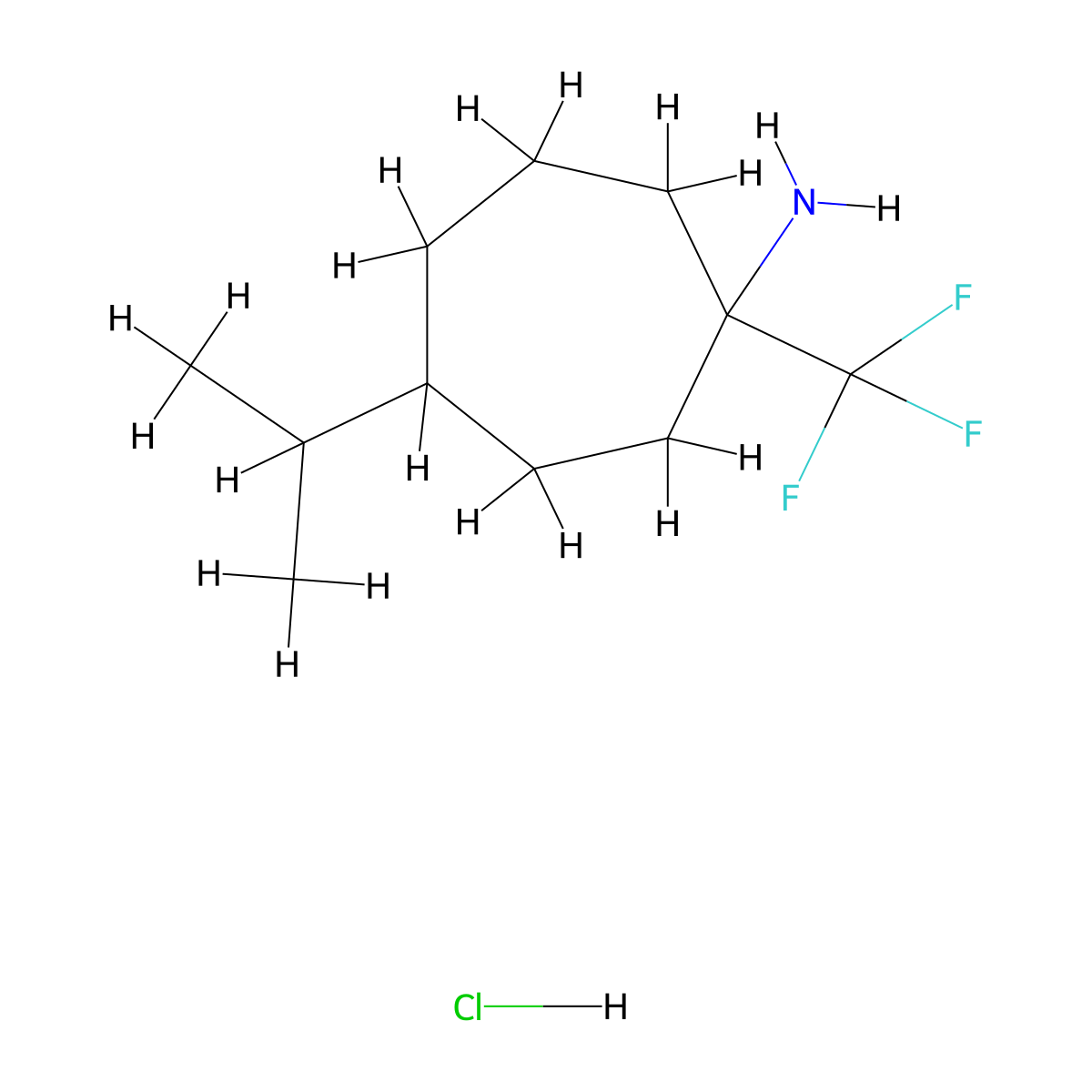 4-(Propan-2-yl)-1-(trifluoromethyl)cycloheptan-1-amine hydrochloride molecular structure, CAS 1432679-57-6