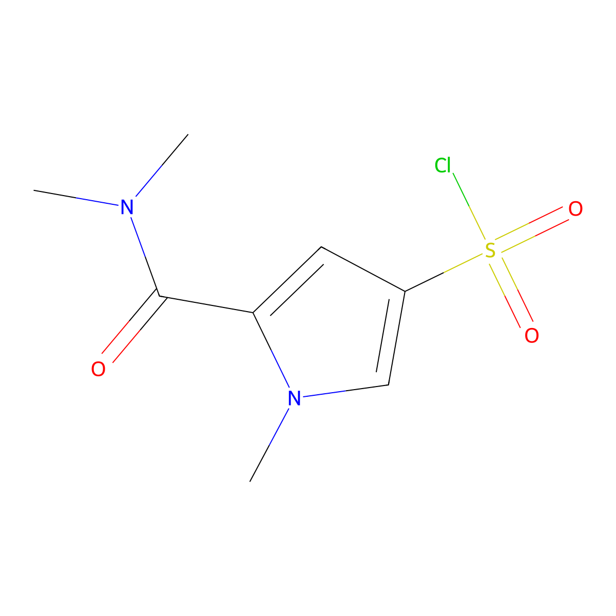 5-(dimethylcarbamoyl)-1-methyl-1H-pyrrole-3-sulfonyl chloride molecular structure, CAS 1432679-59-8