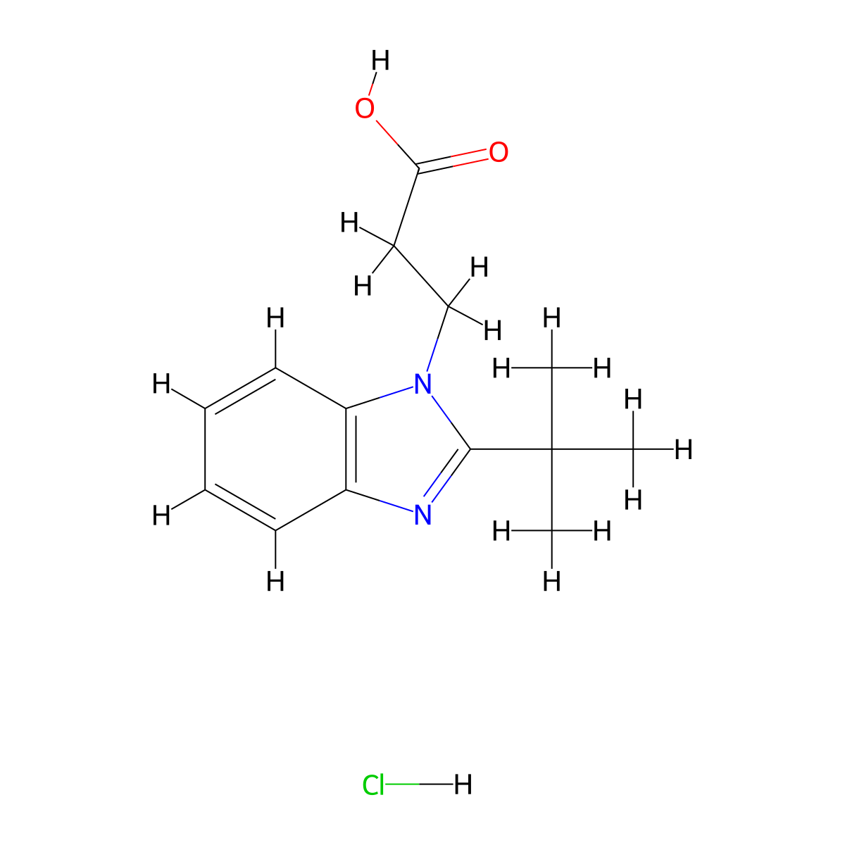 3-(2-tert-butyl-1H-1,3-benzodiazol-1-yl)propanoic acid hydrochloride molecular structure, CAS 1432679-62-3