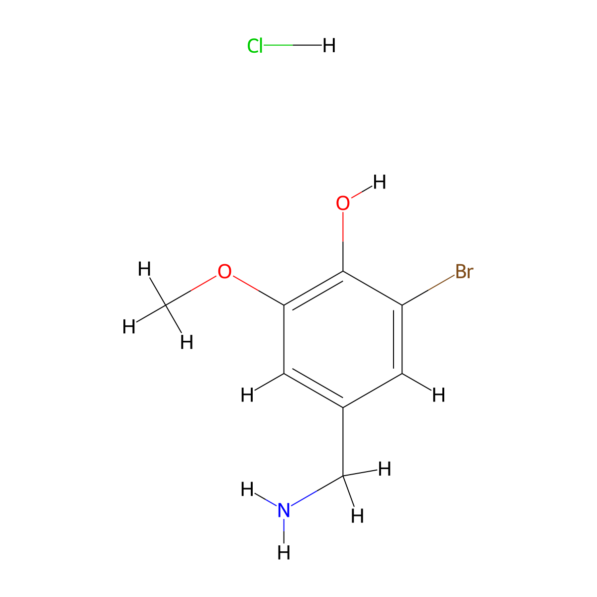 4-(Aminomethyl)-2-bromo-6-methoxyphenol hydrochloride molecular structure, CAS 1432679-67-8