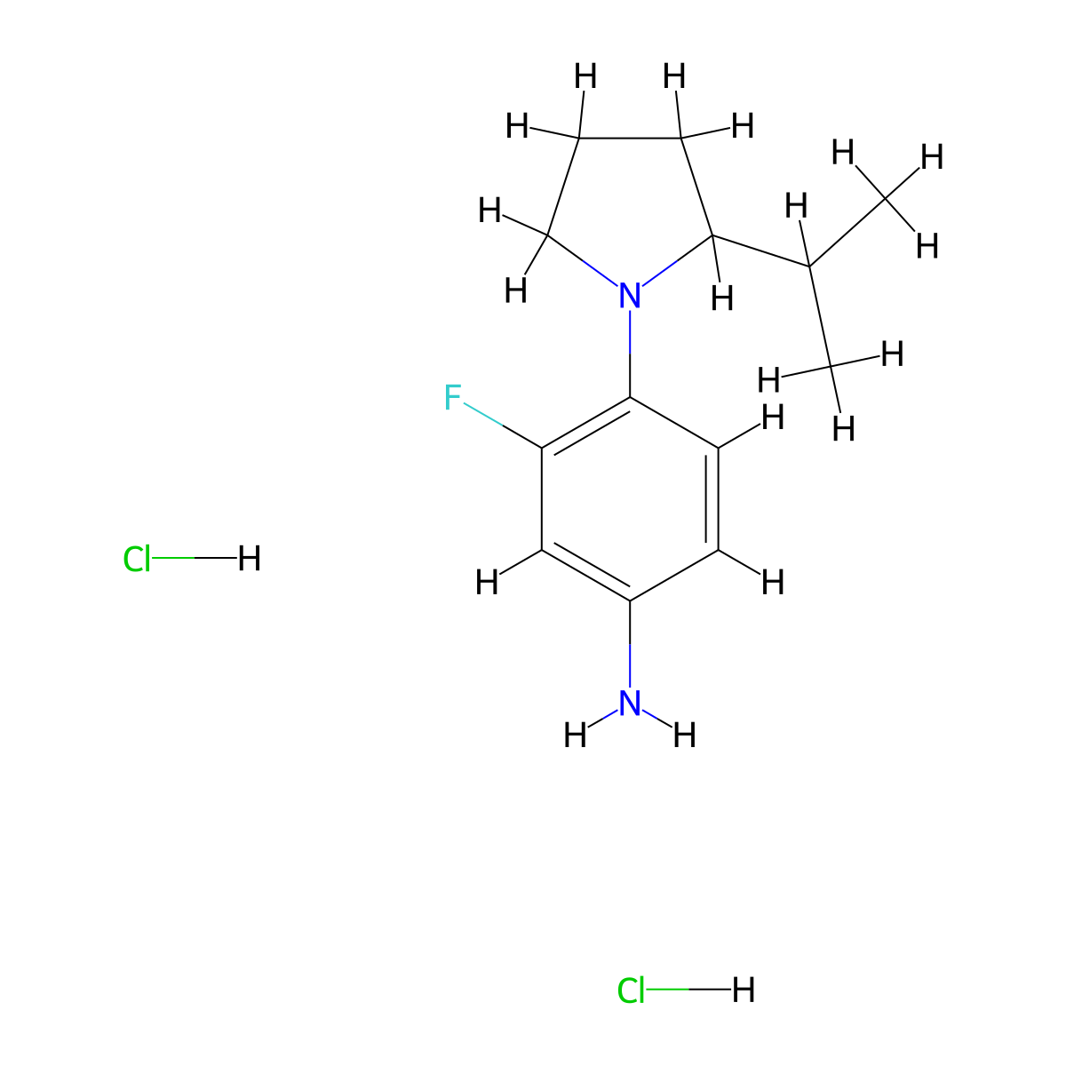 3-Fluoro-4-[2-(propan-2-yl)pyrrolidin-1-yl]aniline dihydrochloride molecular structure, CAS 1432679-70-3