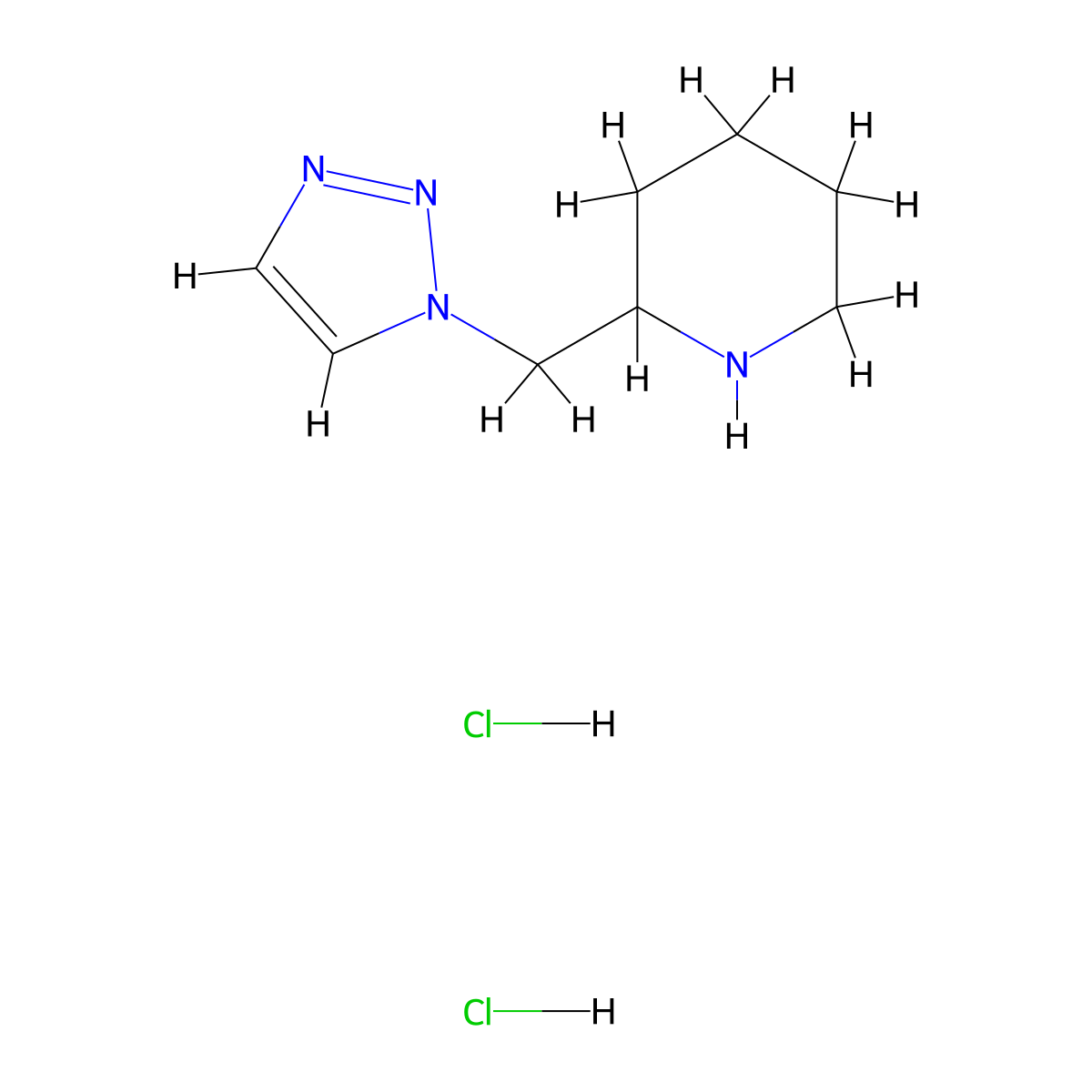 2-((1H-1,2,3-triazol-1-yl)methyl)piperidine dihydrochloride molecular structure, CAS 1432679-74-7
