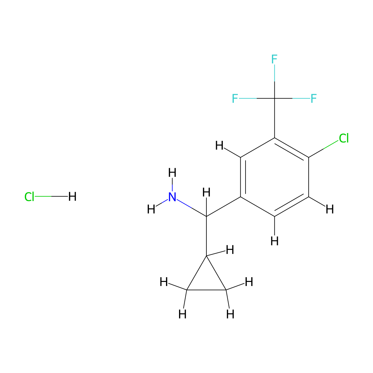 [4-Chloro-3-(trifluoromethyl)phenyl](cyclopropyl)methanamine hydrochloride molecular structure, CAS 1432679-76-9