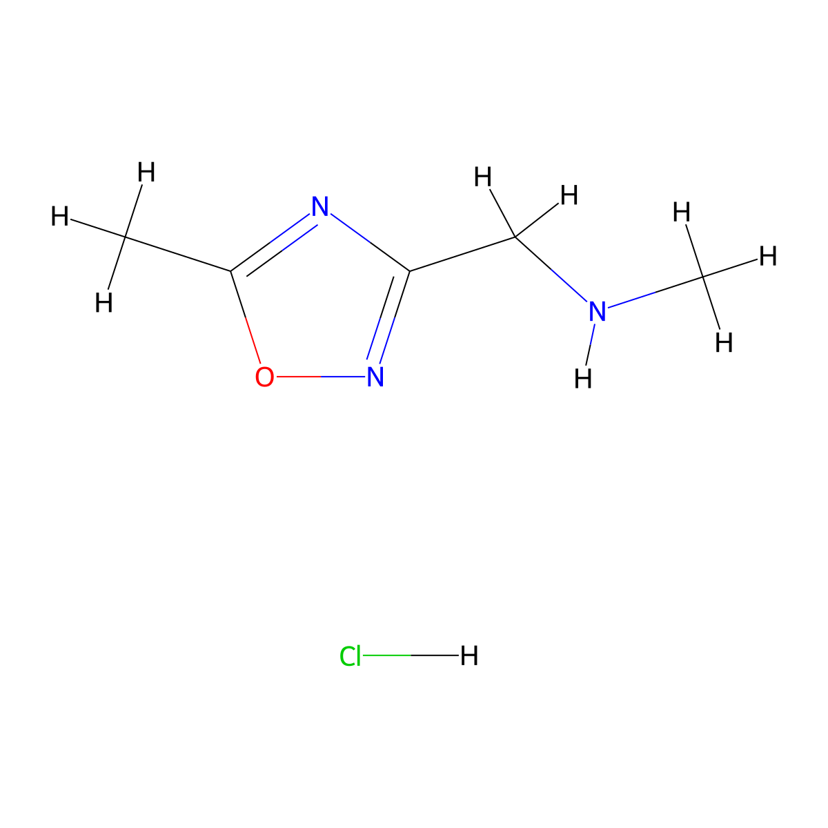 Methyl[(5-methyl-1,2,4-oxadiazol-3-yl)methyl]amine hydrochloride molecular structure, CAS 1432679-78-1