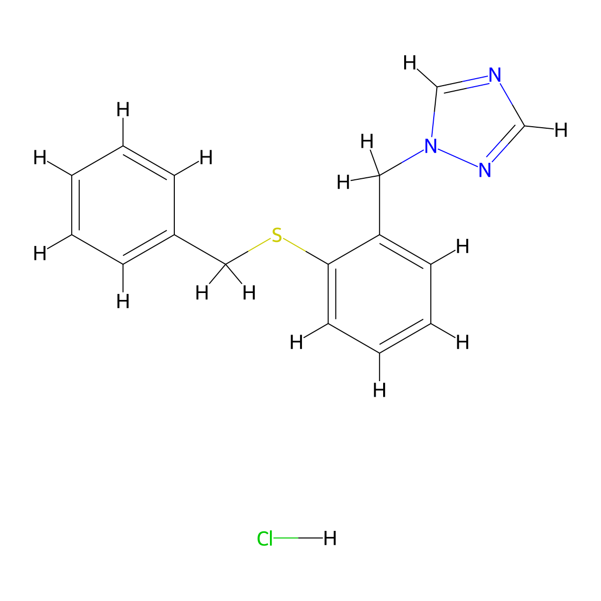 1-{[2-(benzylsulfanyl)phenyl]methyl}-1H-1,2,4-triazole hydrochloride molecular structure, CAS 1432679-82-7