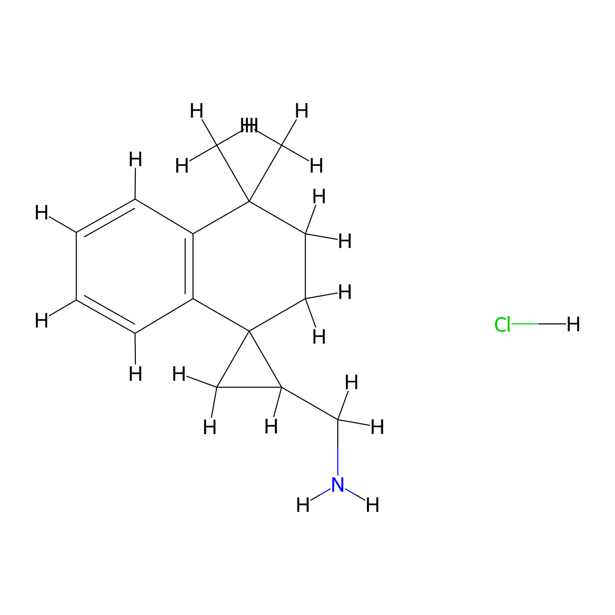 4',4'-dimethyl-3',4'-dihydro-2'H-spiro[cyclopropane-1,1'-naphthalene]-2-ylmethanamine hydrochloride molecular structure, CAS 1432679-84-9