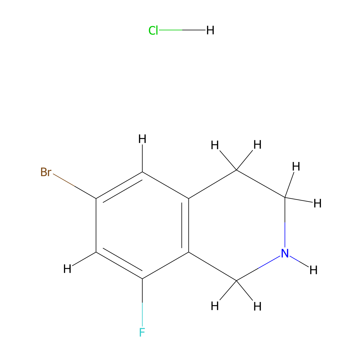 6-Bromo-8-fluoro-1,2,3,4-tetrahydroisoquinoline hydrochloride molecular structure, CAS 1432679-94-1