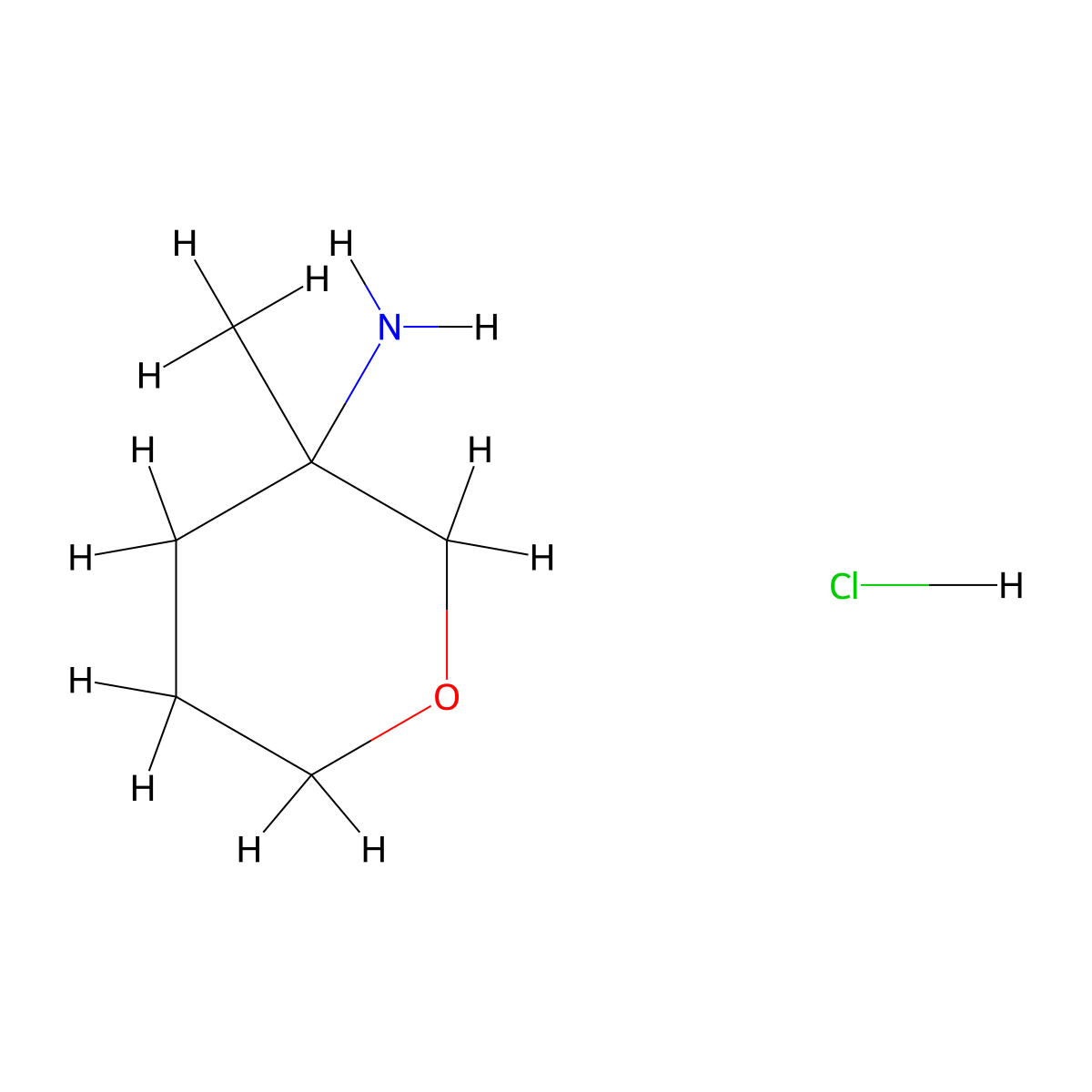 3-Methyloxan-3-amine hydrochloride molecular structure, CAS 1432679-96-3