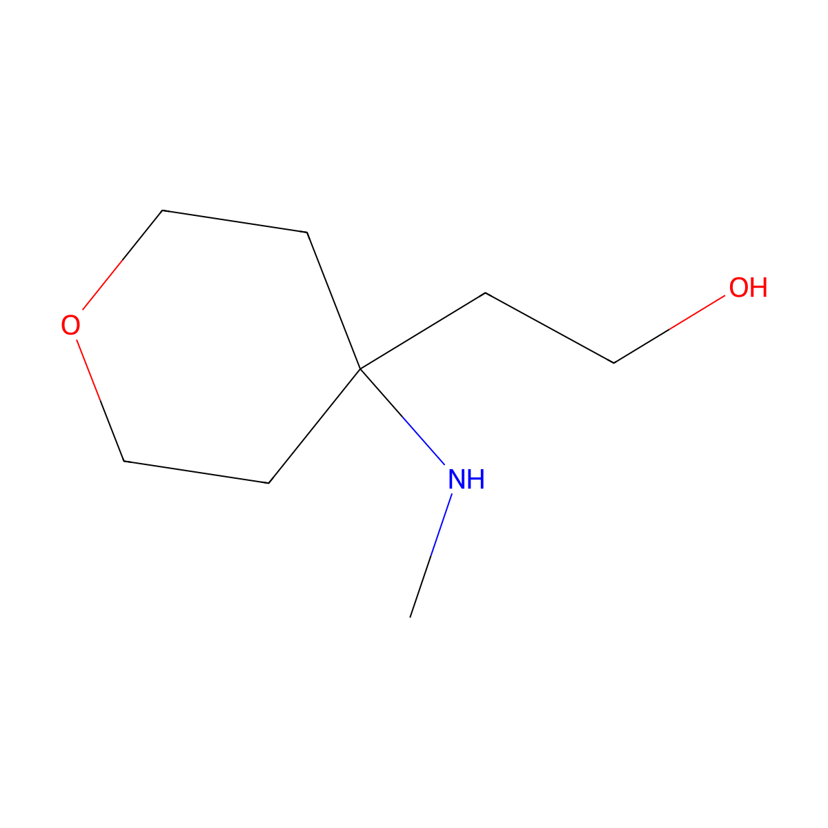 2-[4-(Methylamino)oxan-4-yl]ethan-1-ol molecular structure, CAS 1432679-98-5
