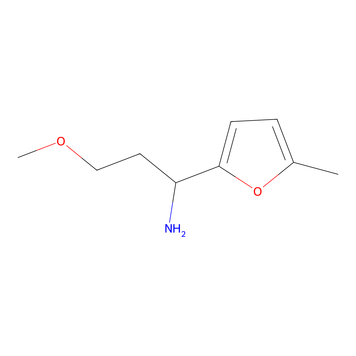 3-Methoxy-1-(5-methylfuran-2-yl)propan-1-amine molecular structure, CAS 1432679-99-6