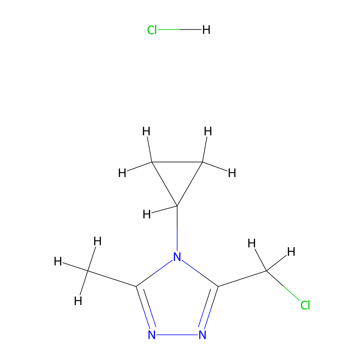 3-(chloromethyl)-4-cyclopropyl-5-methyl-4H-1,2,4-triazole hydrochloride molecular structure, CAS 1432680-03-9