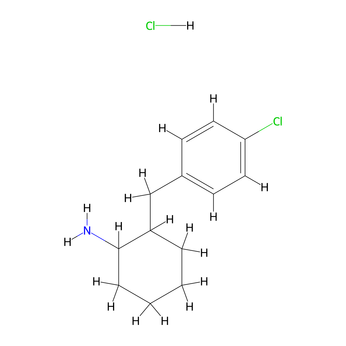 2-[(4-Chlorophenyl)methyl]cyclohexan-1-amine hydrochloride molecular structure, CAS 1432680-04-0