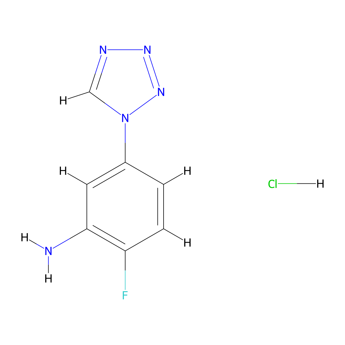 2-fluoro-5-(1H-1,2,3,4-tetrazol-1-yl)aniline hydrochloride molecular structure, CAS 1432680-18-6