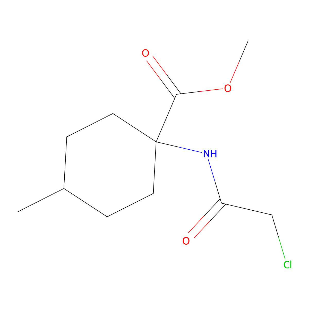 Methyl 1-(2-chloroacetamido)-4-methylcyclohexane-1-carboxylate molecular structure, CAS 1432680-20-0