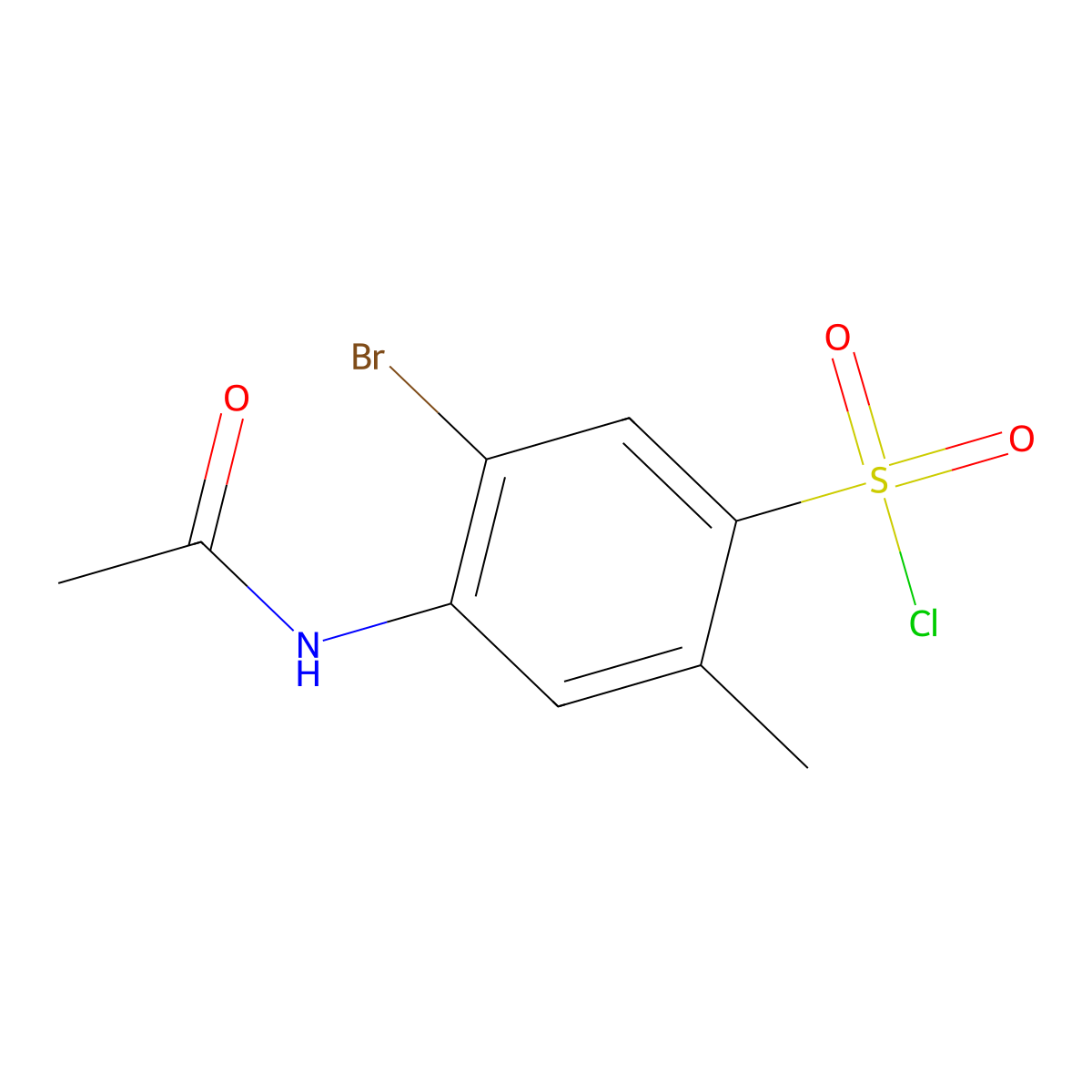 5-Bromo-4-acetamido-2-methylbenzene-1-sulfonyl chloride molecular structure, CAS 1432680-21-1