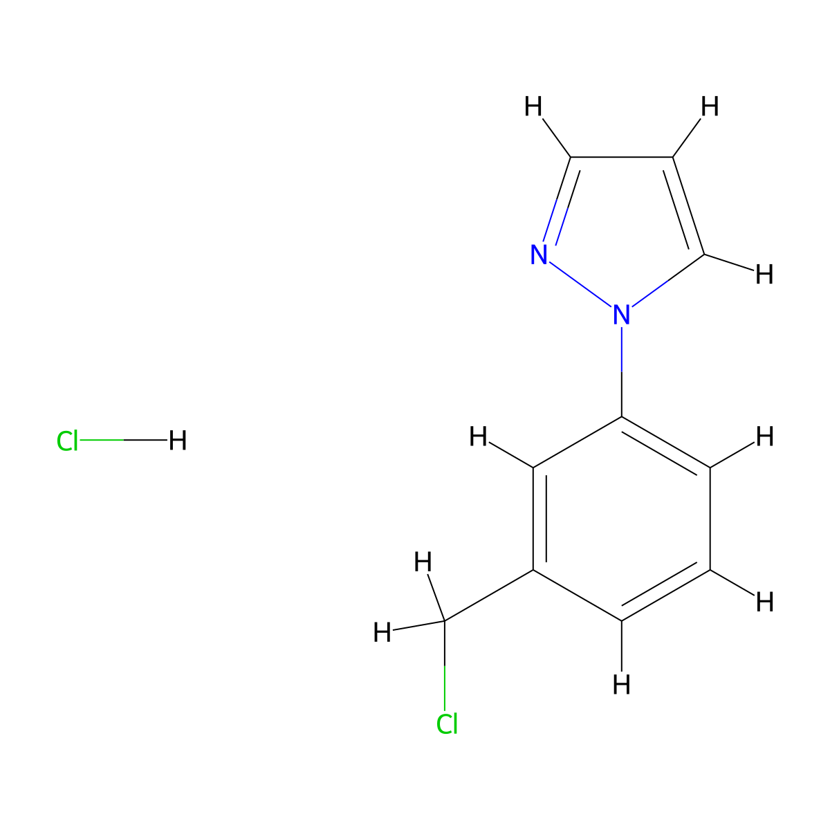 1-[3-(chloromethyl)phenyl]-1H-pyrazole hydrochloride molecular structure, CAS 1432680-29-9