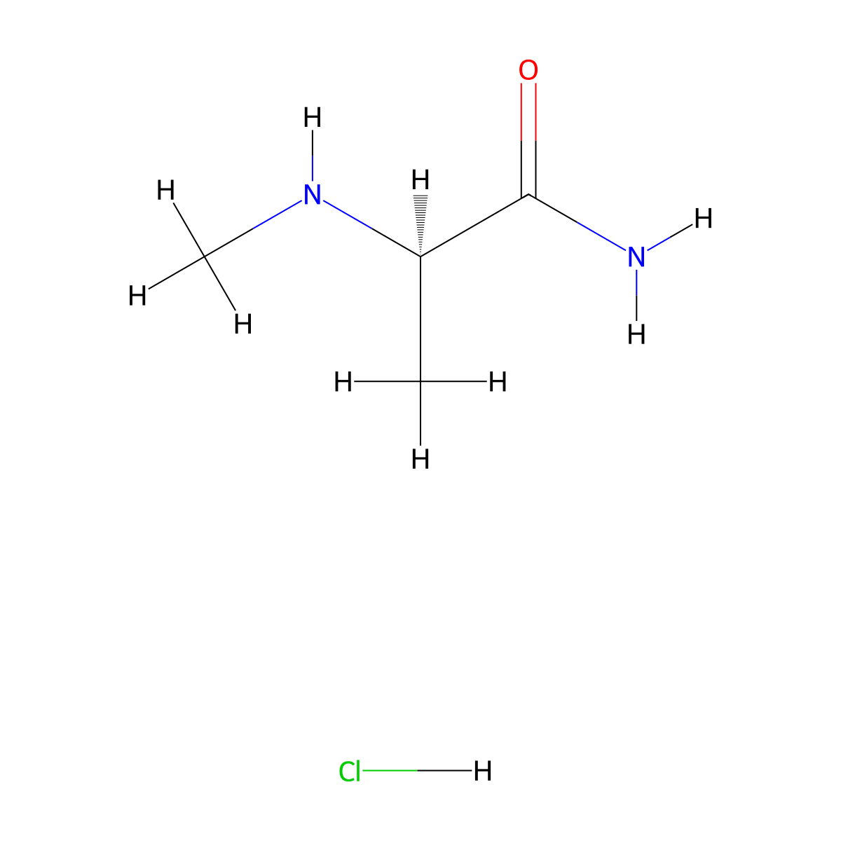(2R)-2-(methylamino)propanamide hydrochloride molecular structure, CAS 1432680-32-4