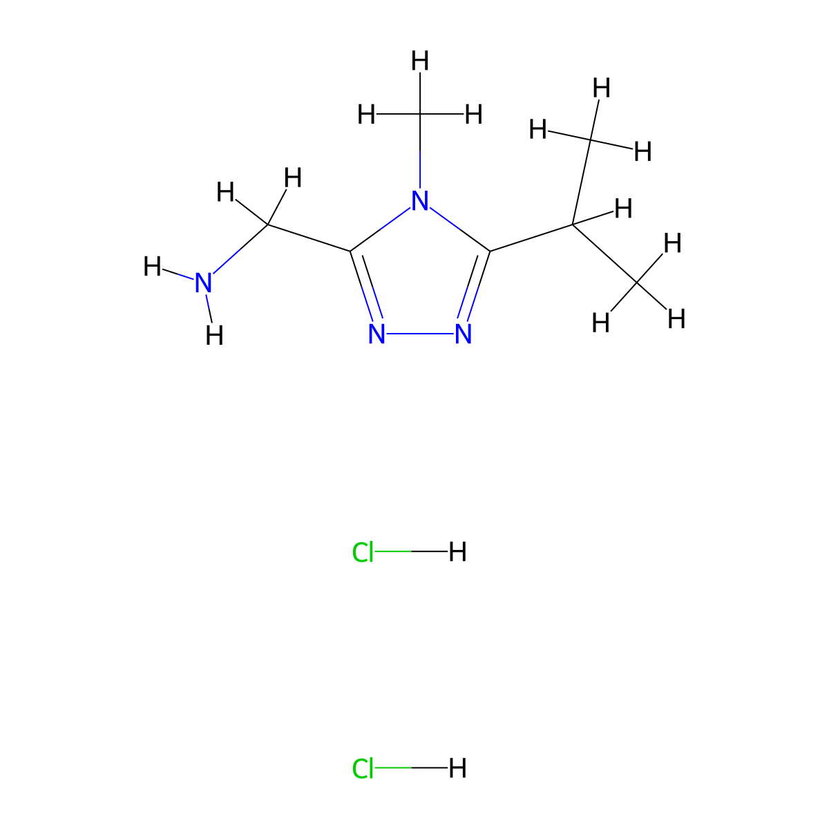 [4-methyl-5-(propan-2-yl)-4H-1,2,4-triazol-3-yl]methanamine dihydrochloride molecular structure, CAS 1432680-36-8
