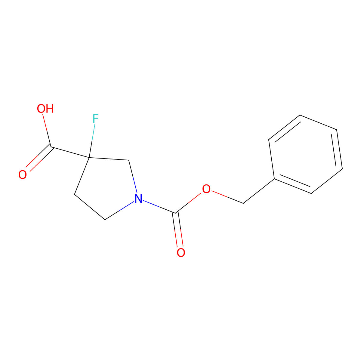 1-[(Benzyloxy)carbonyl]-3-fluoropyrrolidine-3-carboxylic acid molecular structure, CAS 1432680-43-7