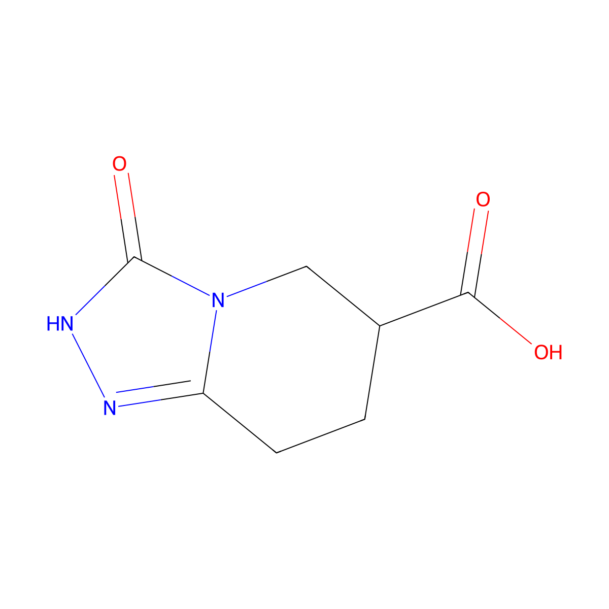 3-oxo-2H,3H,5H,6H,7H,8H-(1,2,4)triazolo(4,3-a)pyridine-6-carboxylic acid molecular structure, CAS 1432680-45-9