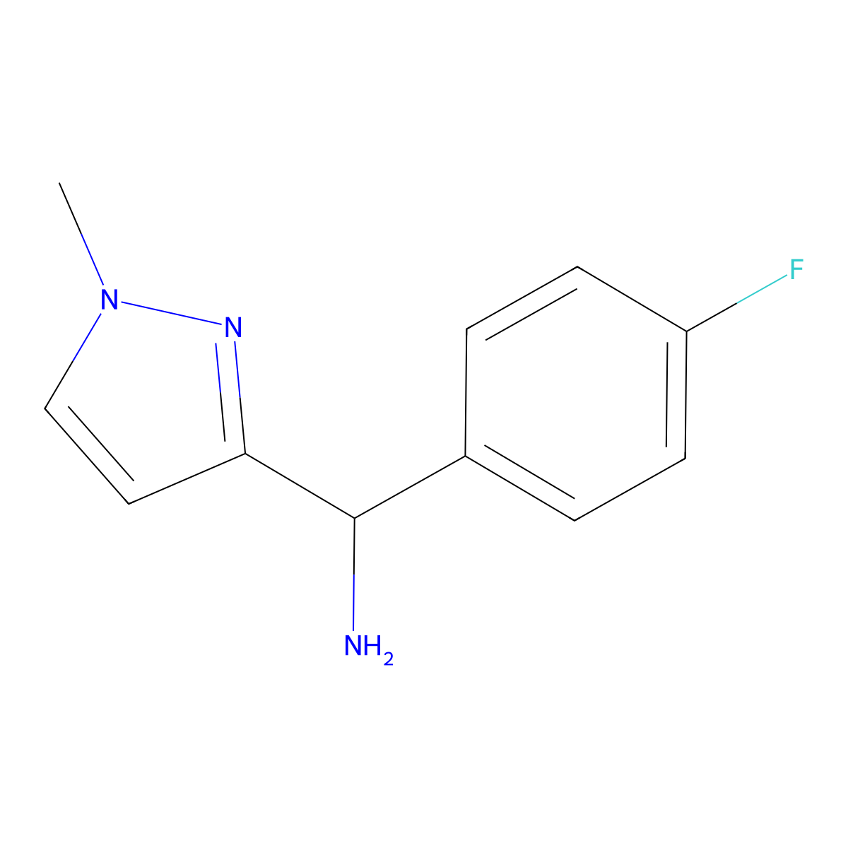 (4-fluorophenyl)(1-methyl-1H-pyrazol-3-yl)methanamine molecular structure, CAS 1432680-49-3