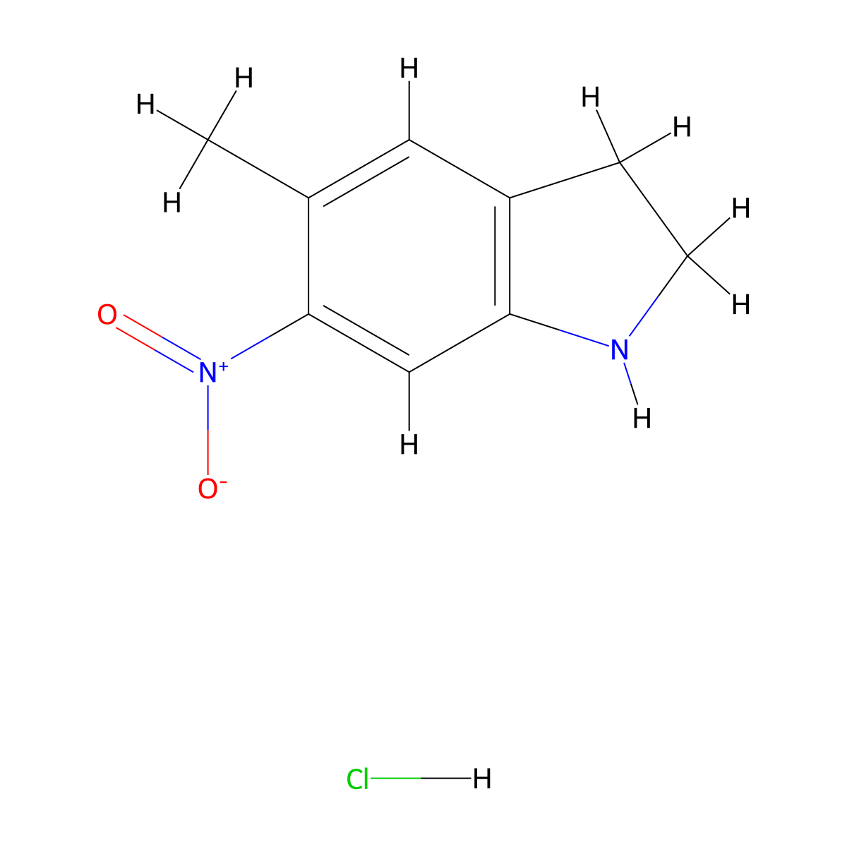 5-methyl-6-nitro-2,3-dihydro-1H-indole hydrochloride molecular structure, CAS 1432680-56-2