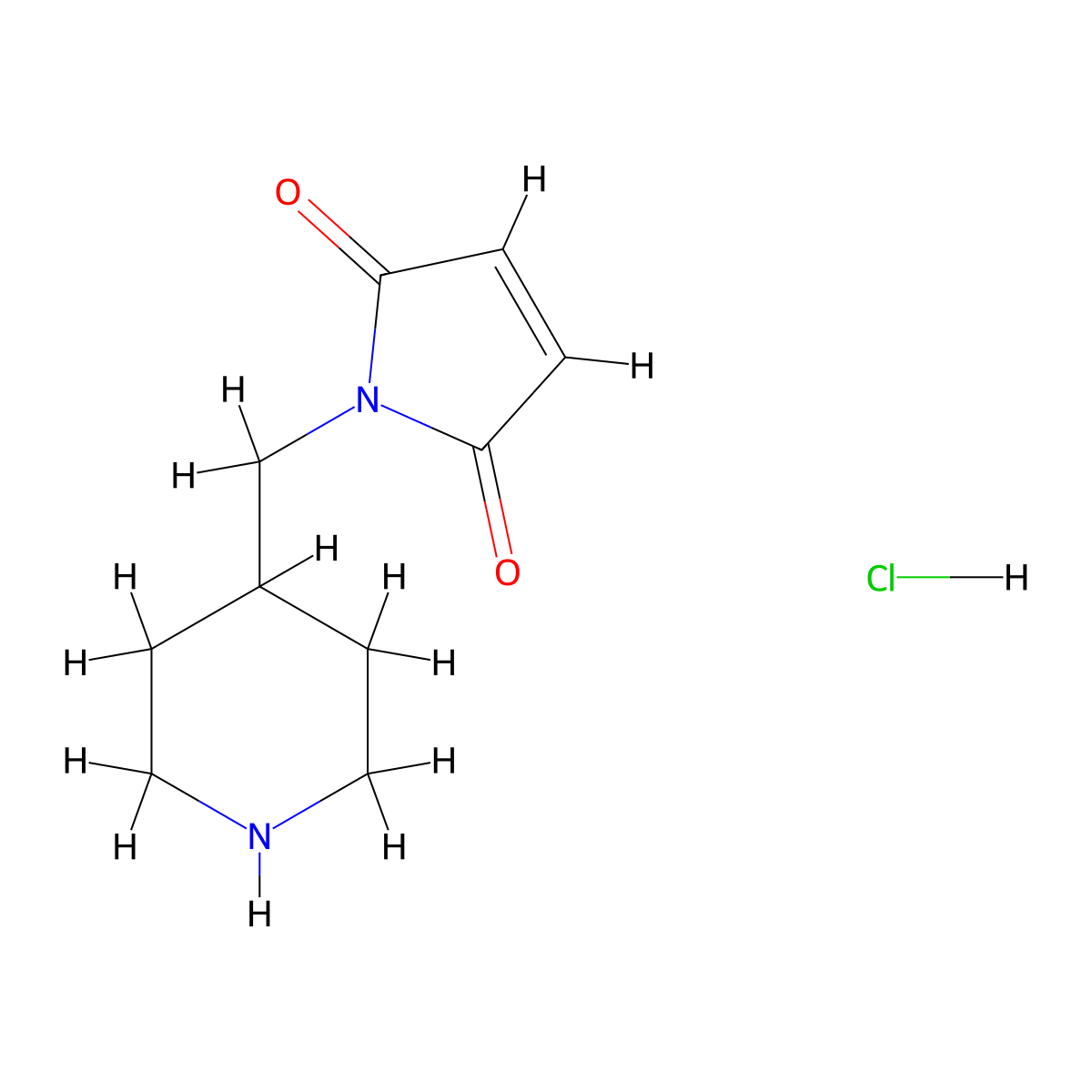 1-((piperidin-4-yl)methyl)-2,5-dihydro-1H-pyrrole-2,5-dione hydrochloride molecular structure, CAS 1432680-58-4